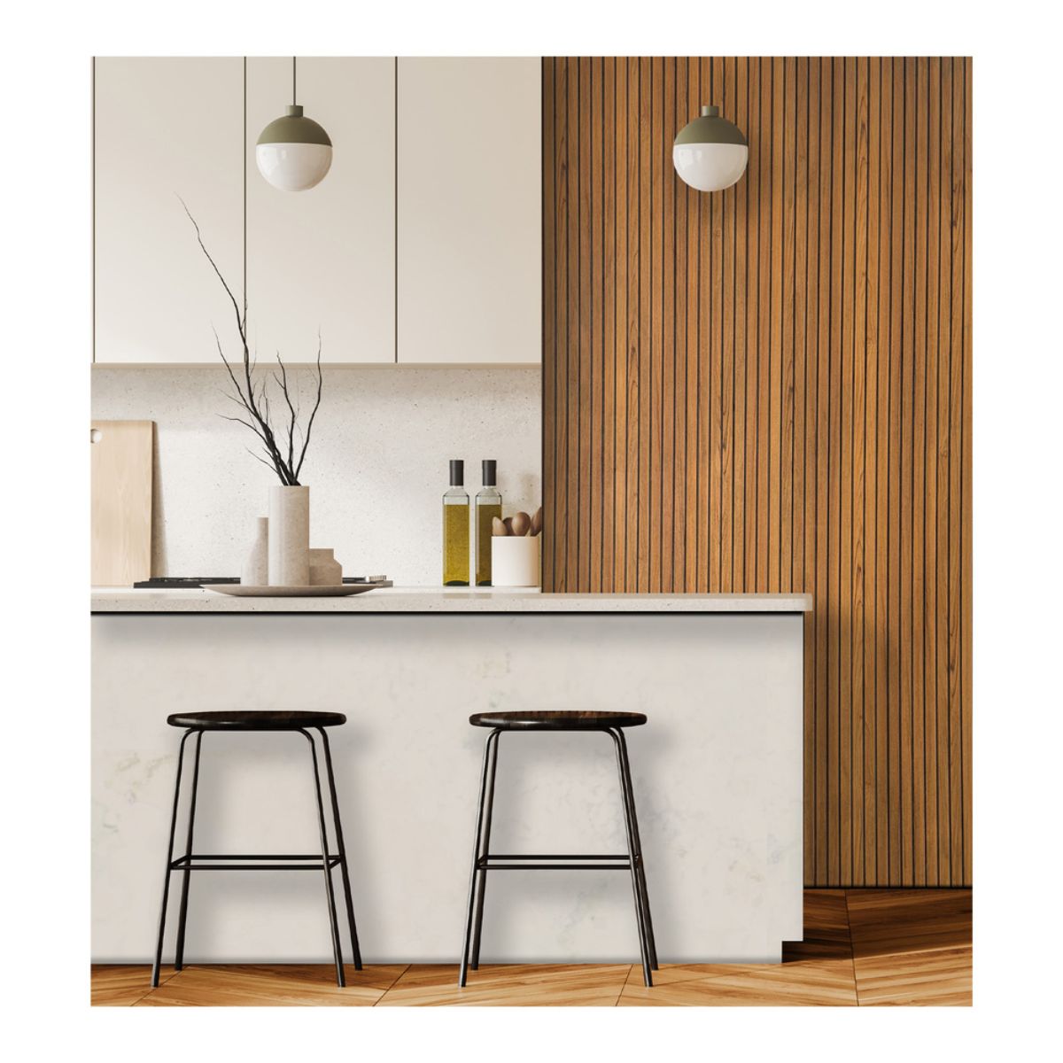 American Pacific 4 in. x 8 in.Teak Fluted Wall Panel