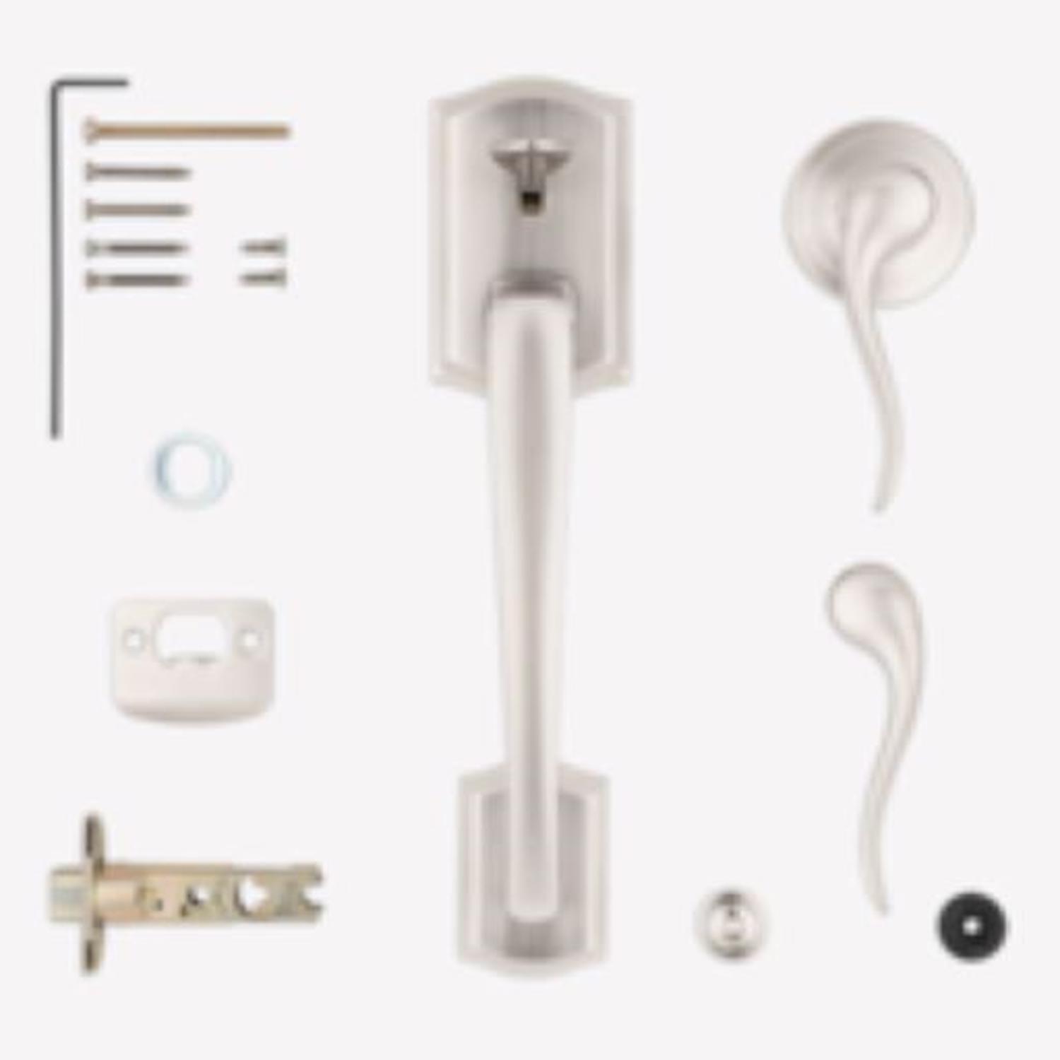 Kwikset Prescott Satin Nickel Entry Handleset 1-3/4 in.