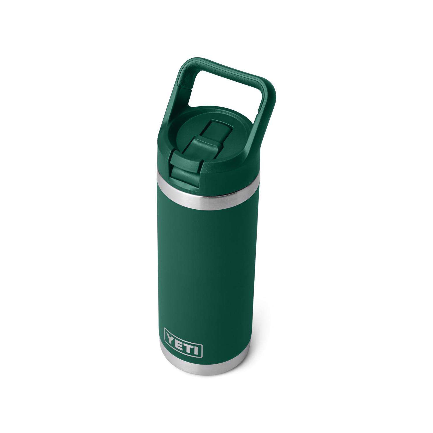 YETI Rambler 18 oz Black Forest Green BPA Free Bottle with Straw Cap