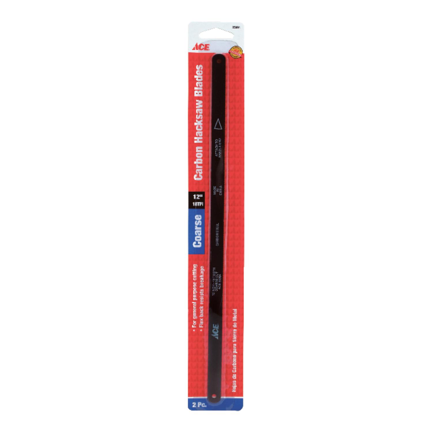 Ace 12 in. Carbon Steel Hacksaw Blade 18 TPI 2 pk
