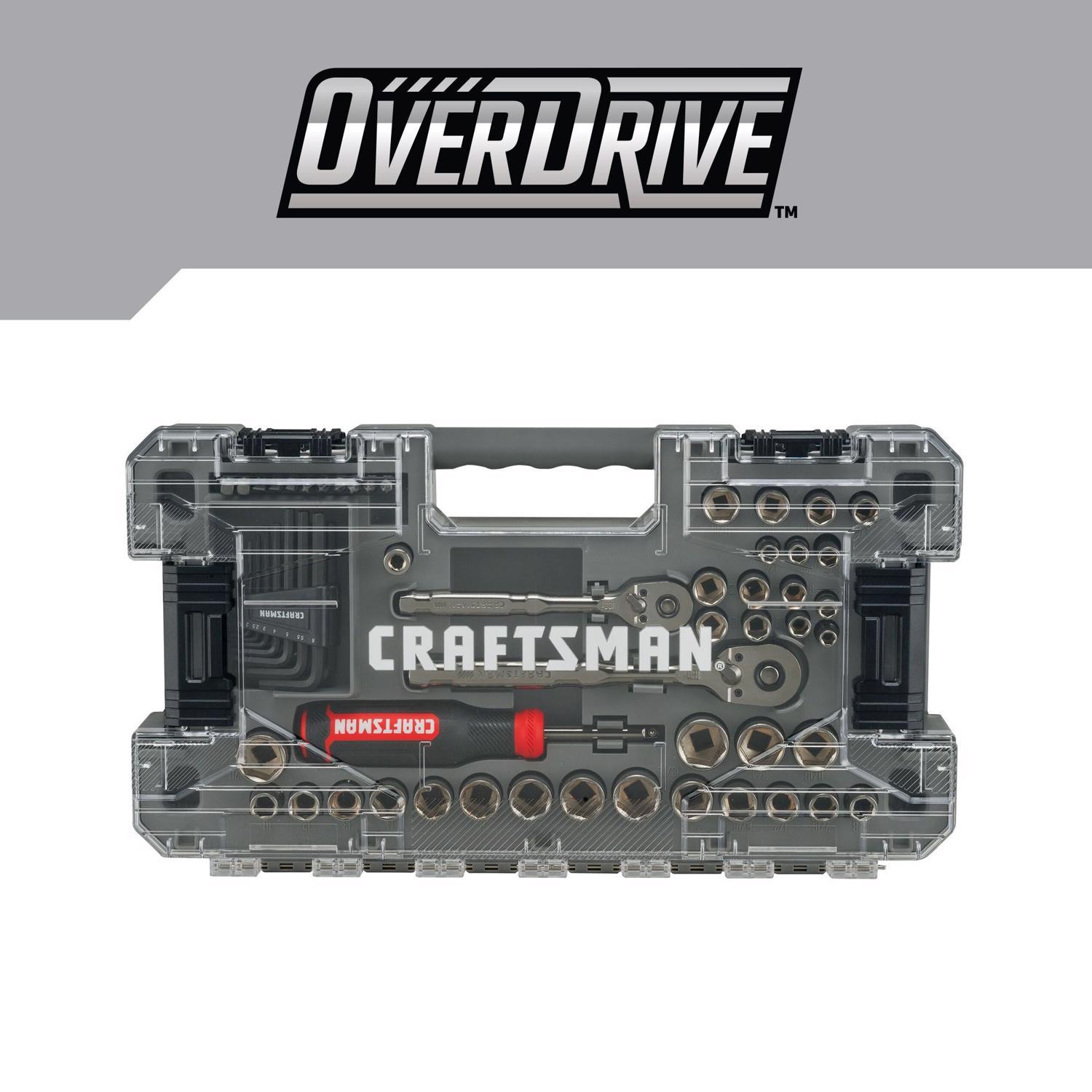 Craftsman OVERDRIVE 1/4 and 3/8 in. drive Metric/SAE 6 Point Mechanic's Tool Set 64 pc