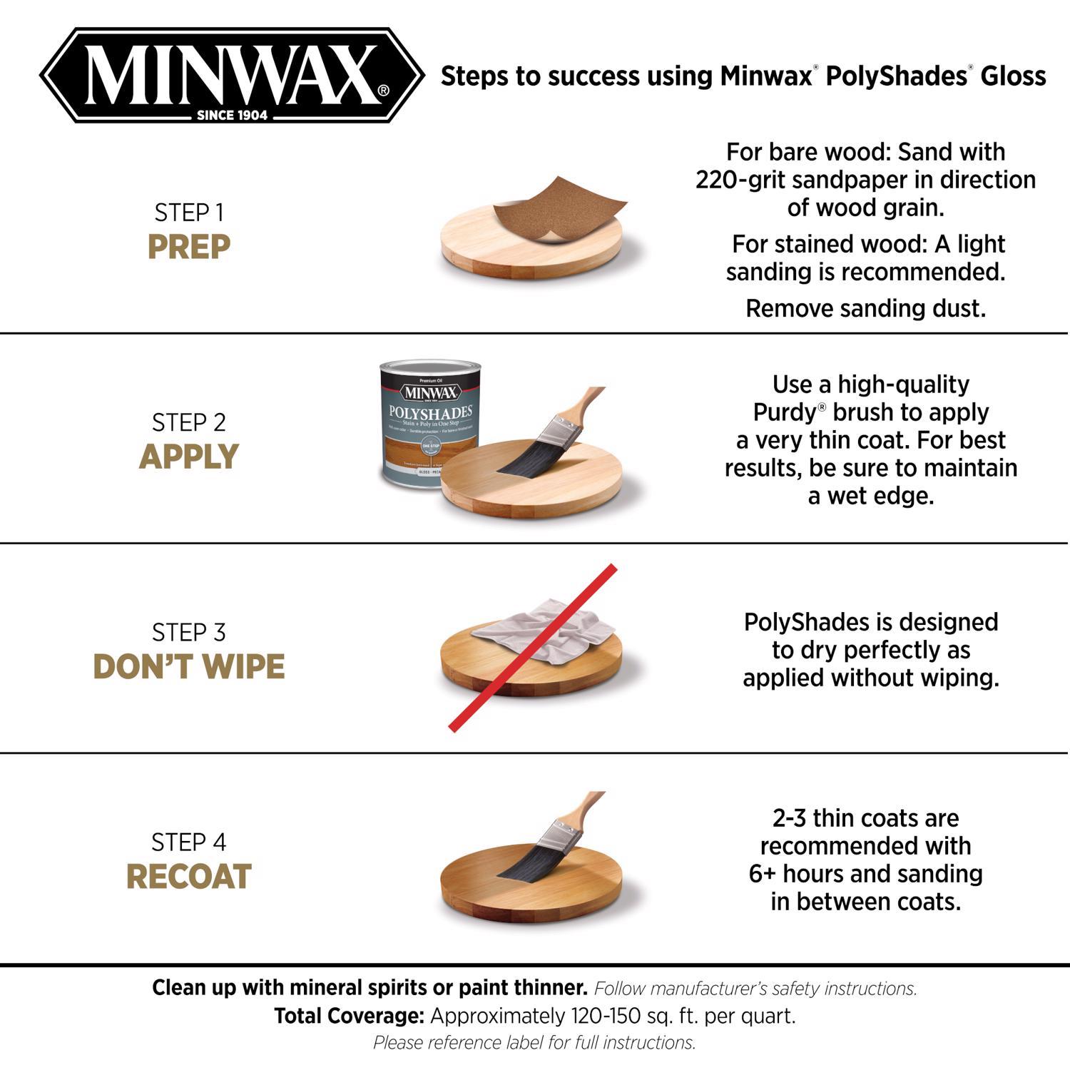 Minwax PolyShades Semi-Transparent Gloss Classic Oak Oil-Based Stain/Polyurethane Finish 1 qt