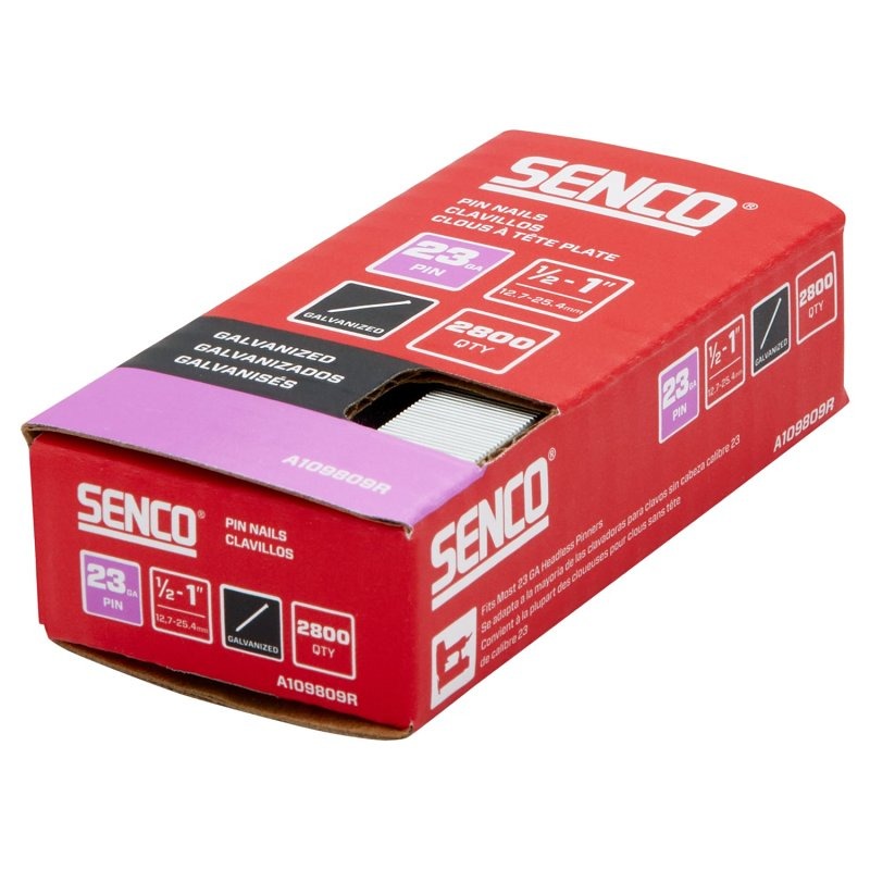 Senco Micro Pin Strip Assortment, 1/2, 5/8, 3/4, 1 in. L, 23 ga., Galvanized/Plain, Headless