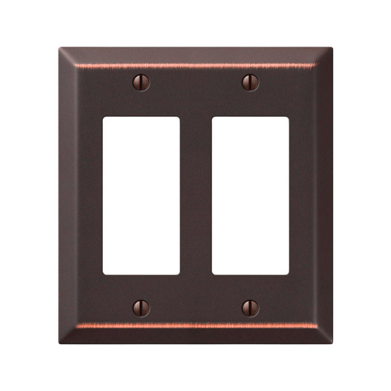 Amerelle Century Aged Bronze 2 gang Stamped Steel Decorator Wall Plate 1 pk