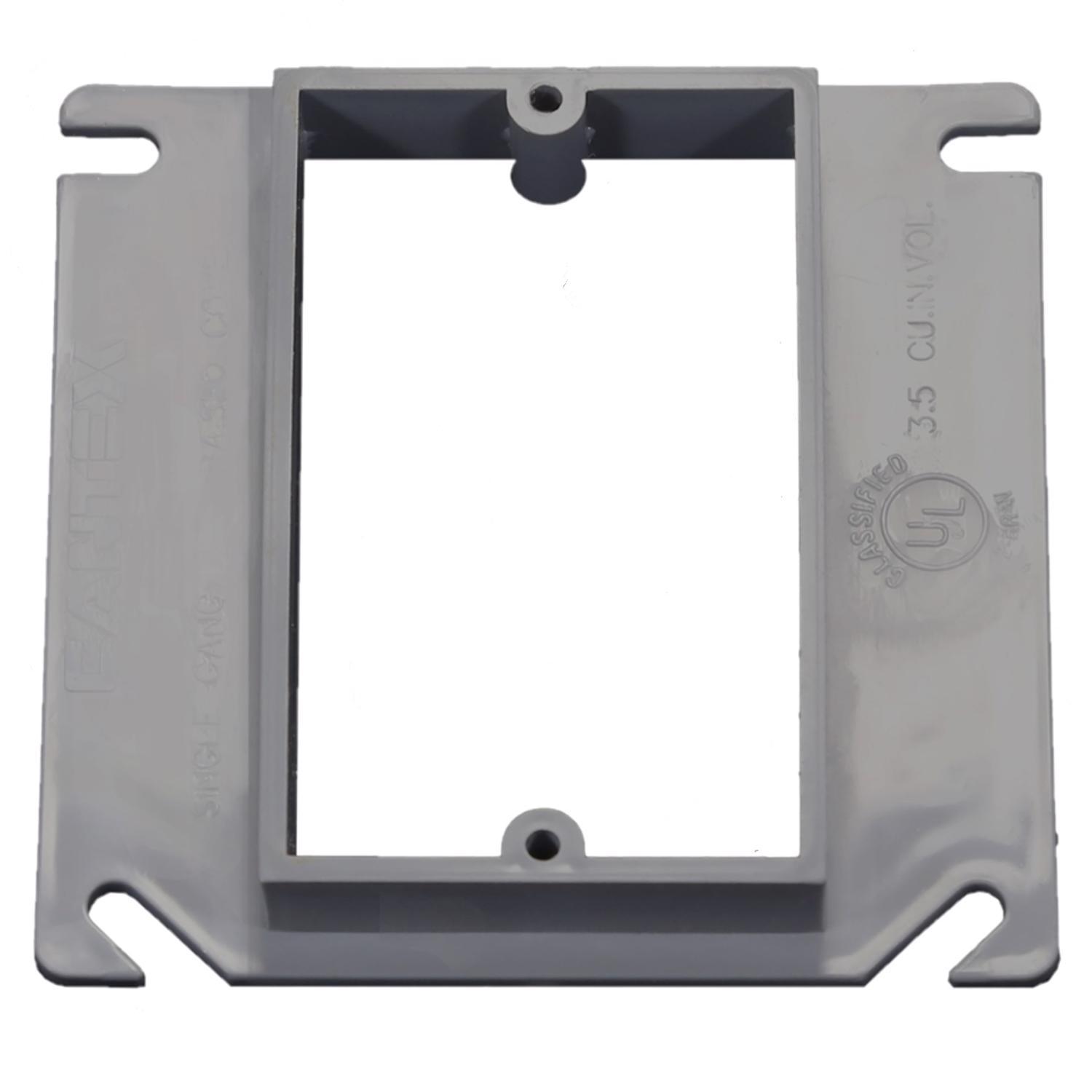 Cantex EZ Box New and Old Work Square PVC 1 gang Box Extension Gray