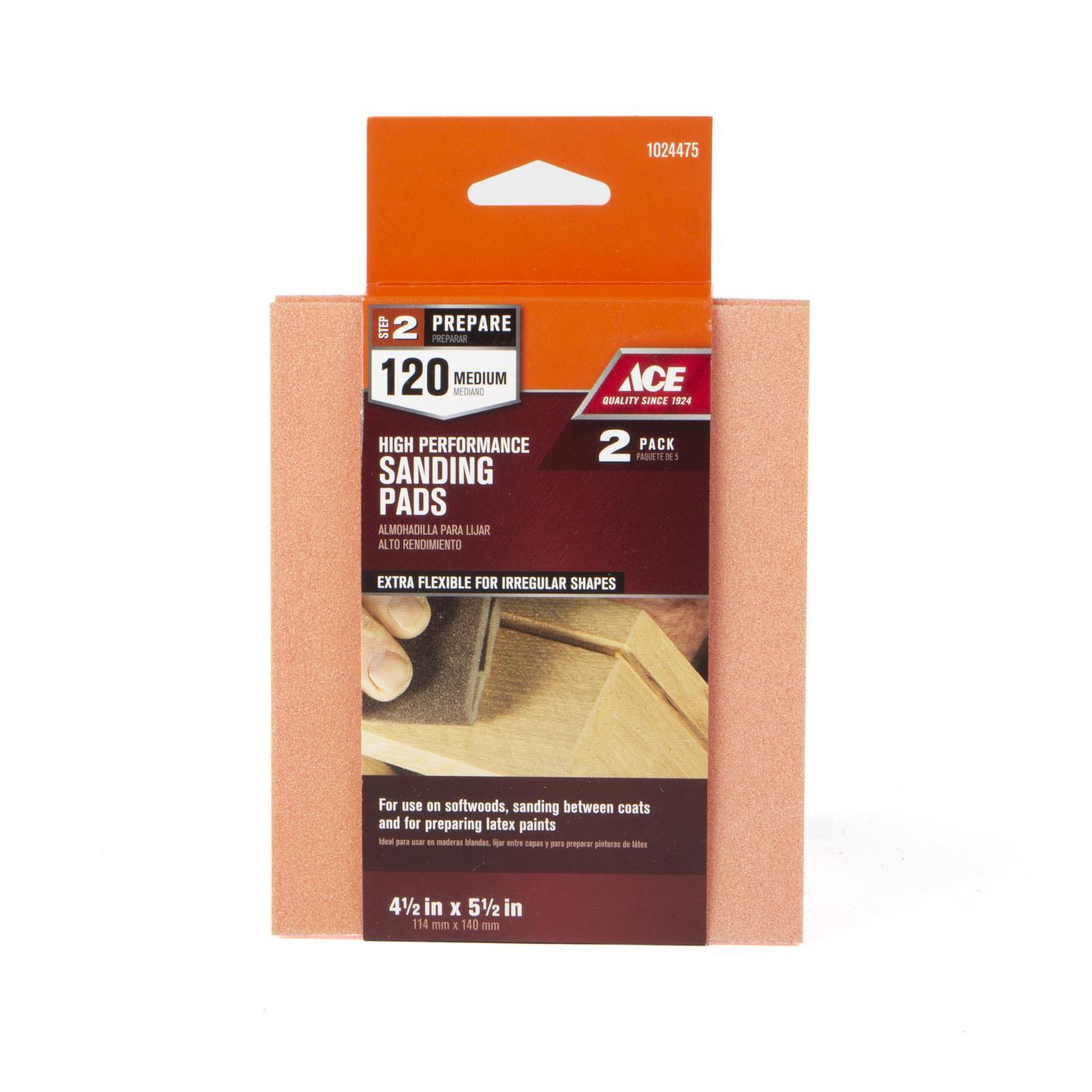 Ace 5.5 in. L X 4.5 in. W X.25 in. 120 Grit Fine Contour Hand Sanding Pad