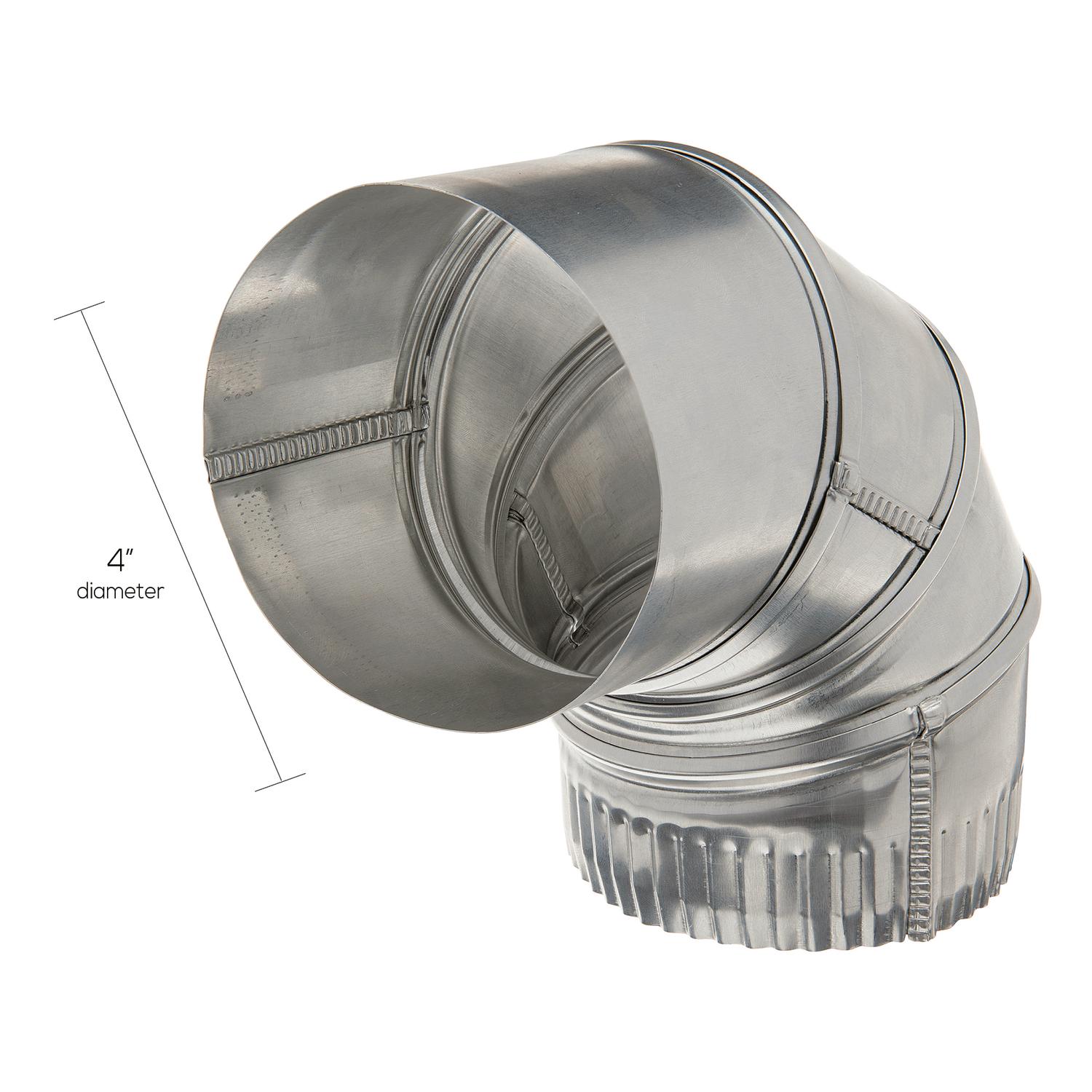 Deflect-O 4 in. L X 4 in. D Silver Aluminum Vent Elbow