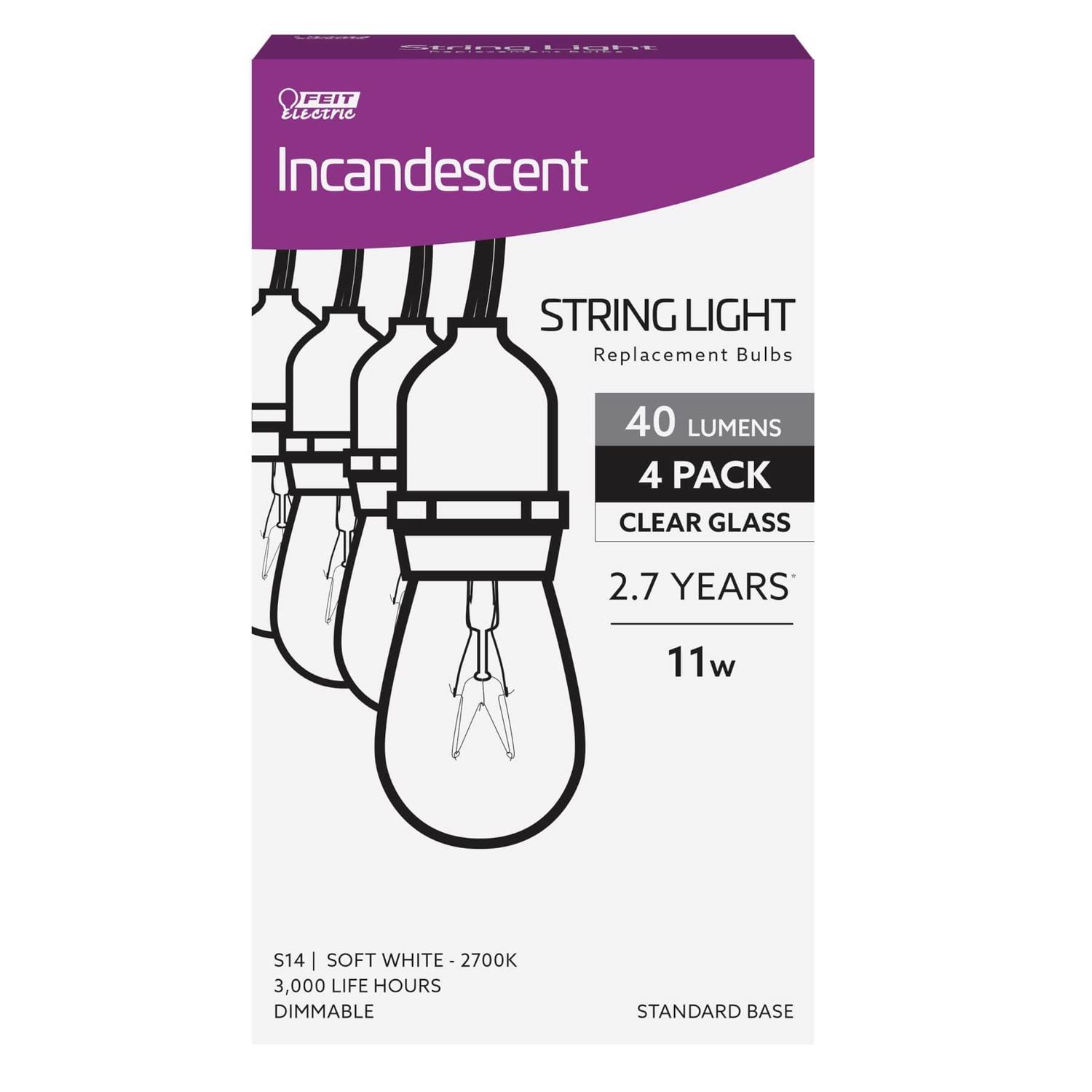 Feit 11 W S14 Decorative Incandescent Bulb E26 (Medium) Soft White 4 pk