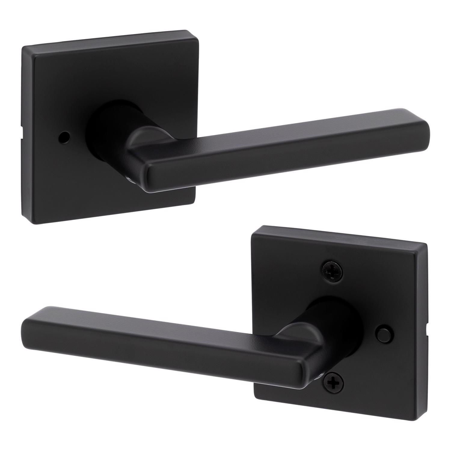 Kwikset Halifax Matte Black Bed and Bath Lever Right or Left Handed