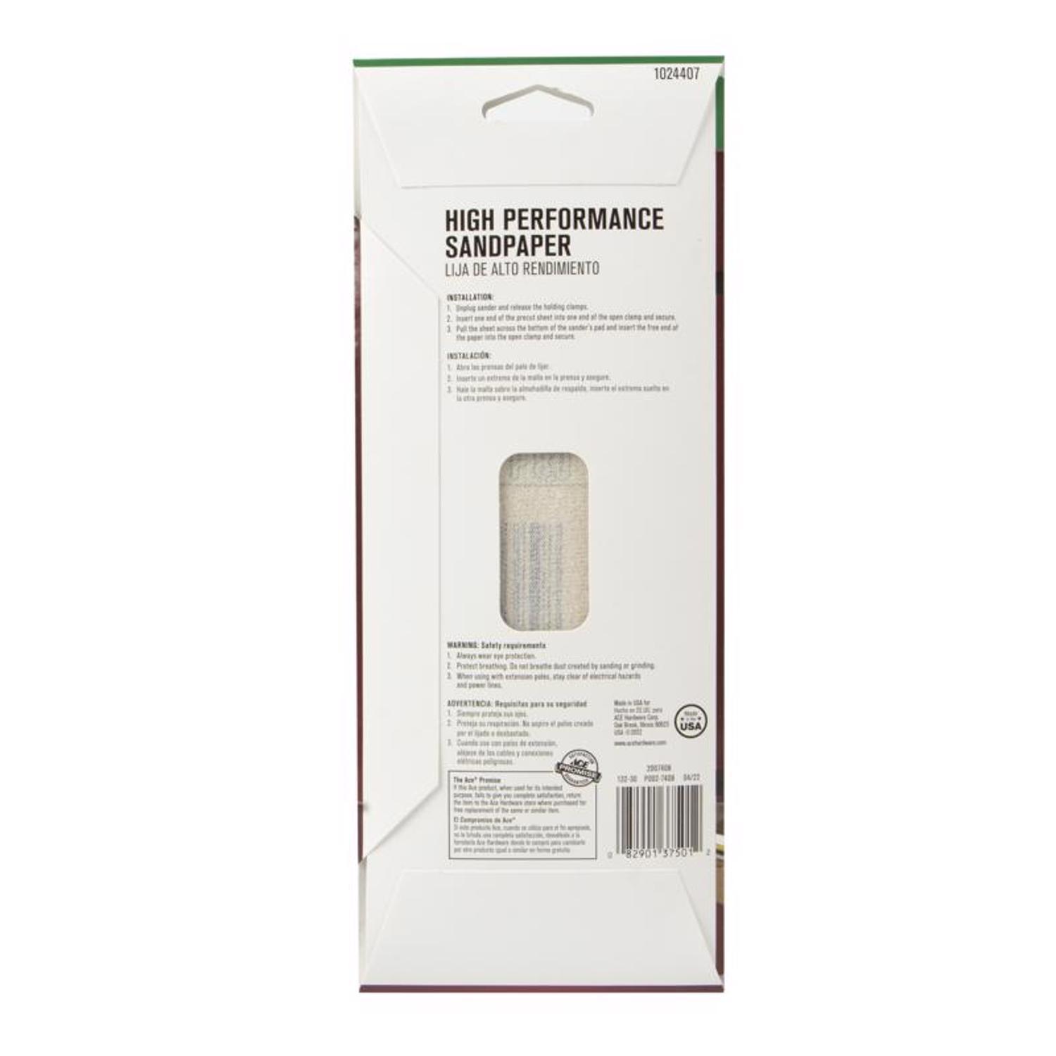 Ace 9 in. L X 3.66 in. W 80 Grit Aluminum Oxide Sanding Sheet 5 pk