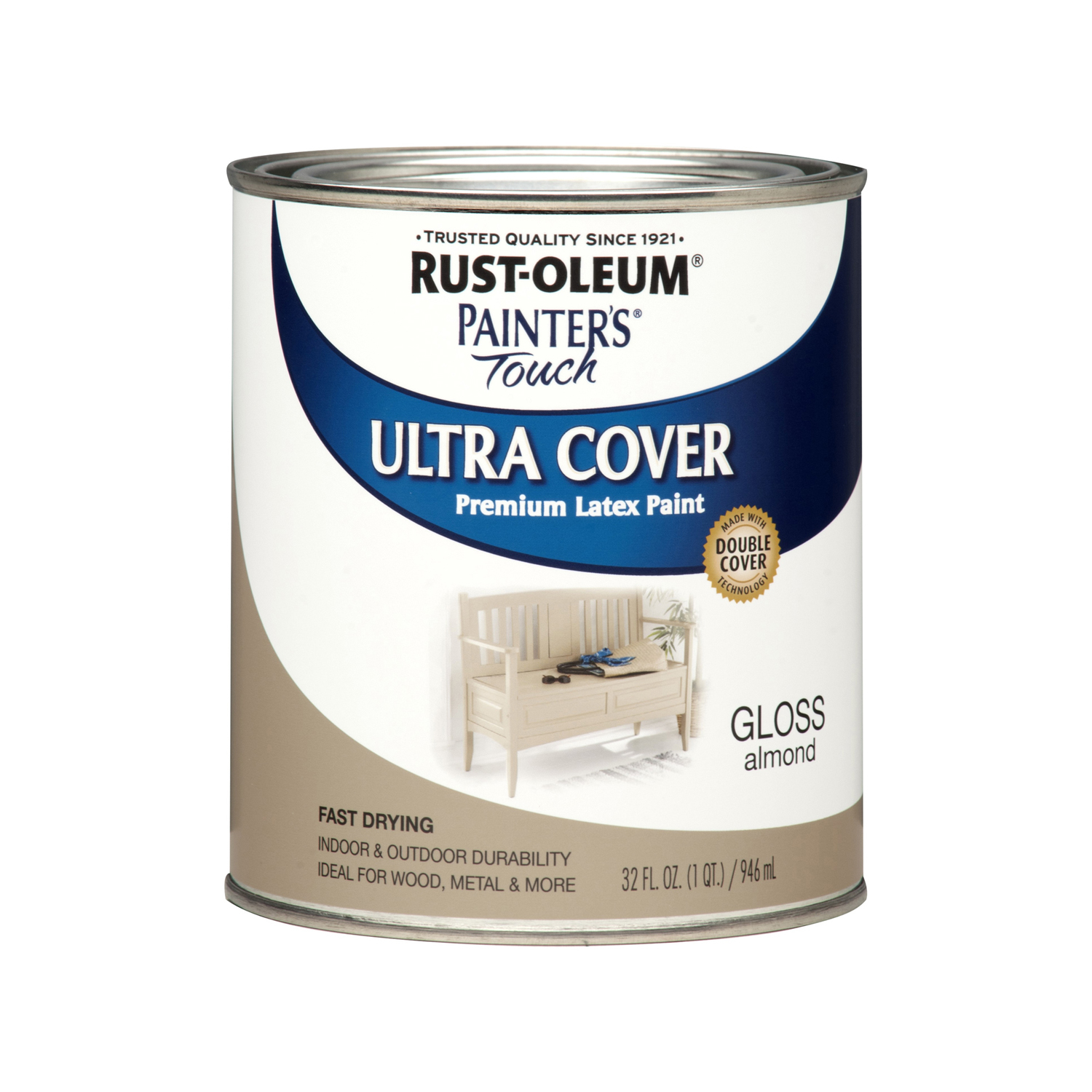 Rust-Oleum Painters Touch Ultra Cover Gloss Almond Water-Based Paint Exterior & Interior 1 qt