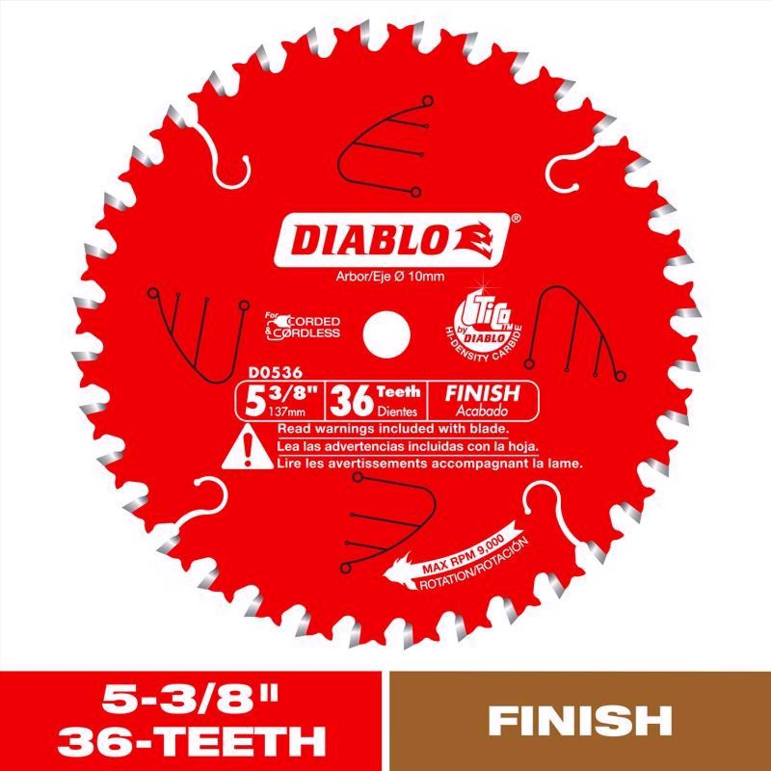 Diablo 5-3/8 in. D X 10 mm TiCo Hi-Density Carbide Trim Saw Blade 36 teeth 1 pk