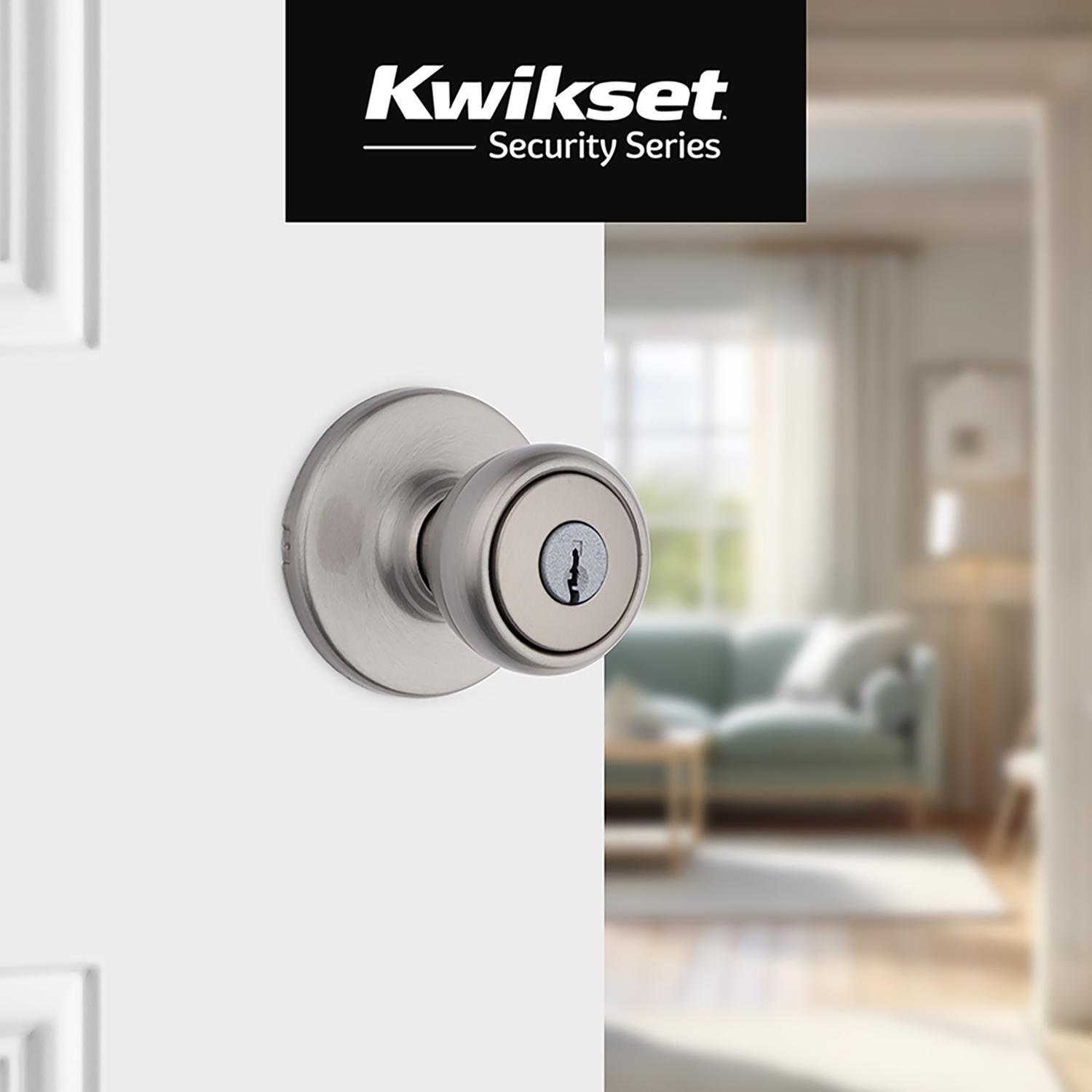 Kwikset Polo Satin Nickel Entry Door Knob 1-3/4 in.