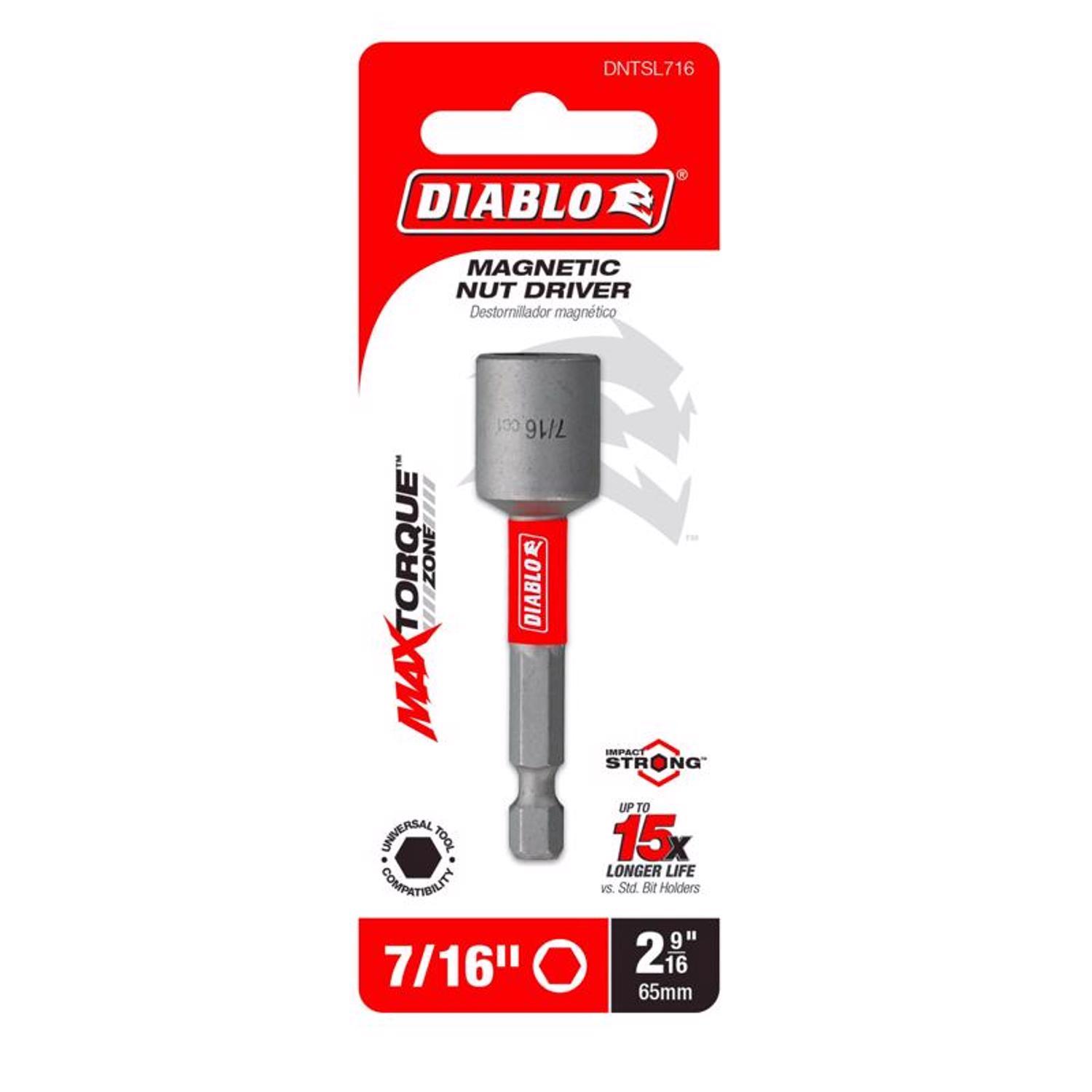 Diablo 7/16 in. X 1-7/8 in. L Black Oxide Magnetic Nut Setter 1 pc