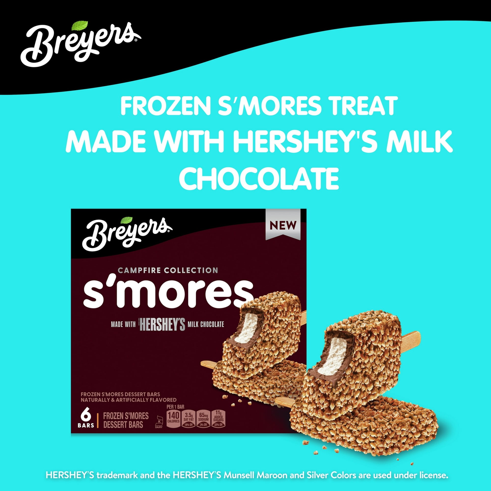 Breyers Campfire Collection S'mores Bar Ice Cream made with Hershey's milk chocolate 18 fl oz 6 Ct