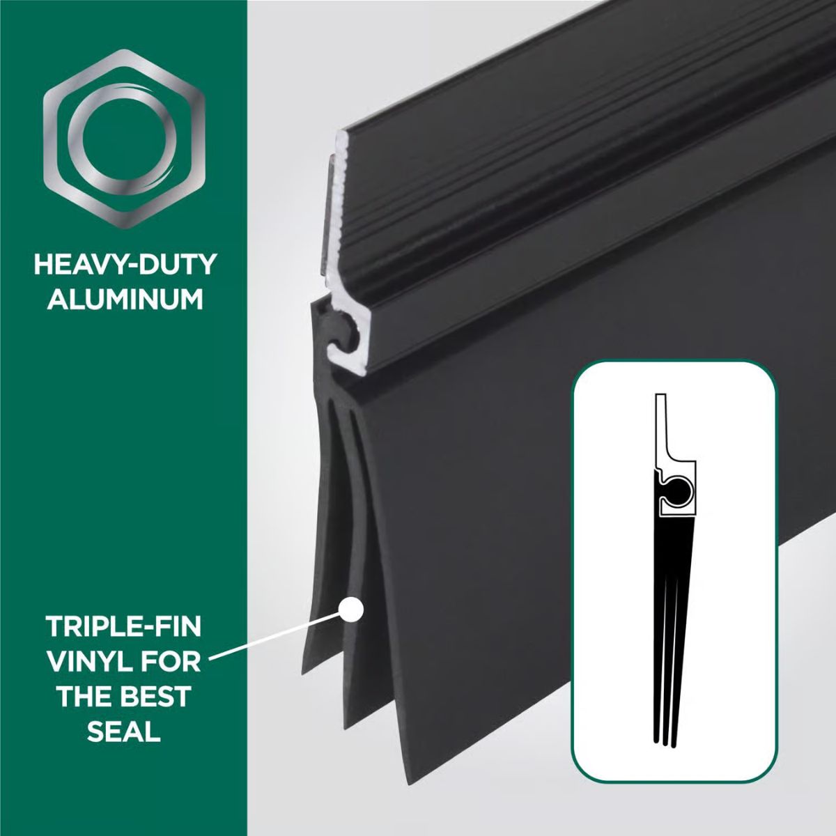 M-D Building Products Black Aluminum/Vinyl Sweep For Doors 36 in. L x 2 in.