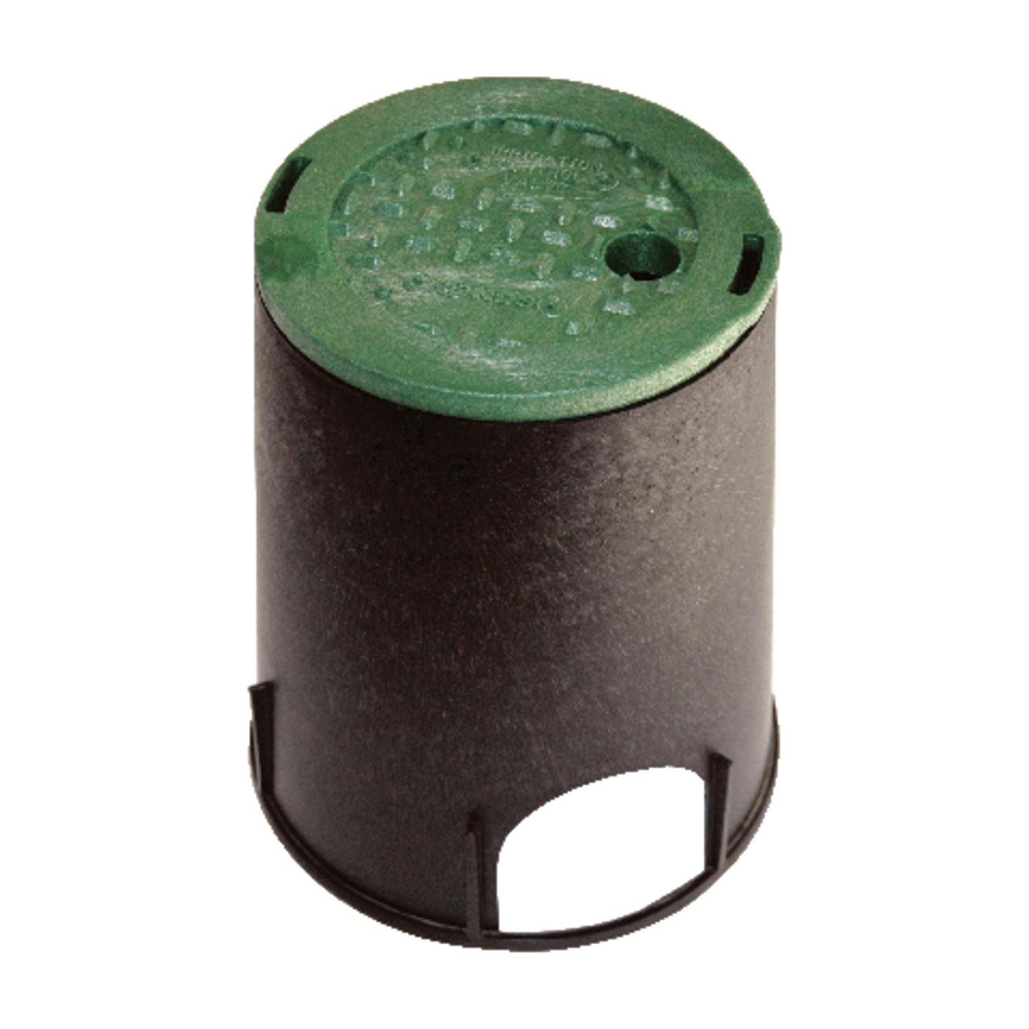 NDS 6-1/2 in. W X 9-1/16 in. H Round Valve Box with Overlapping Cover Black/Green