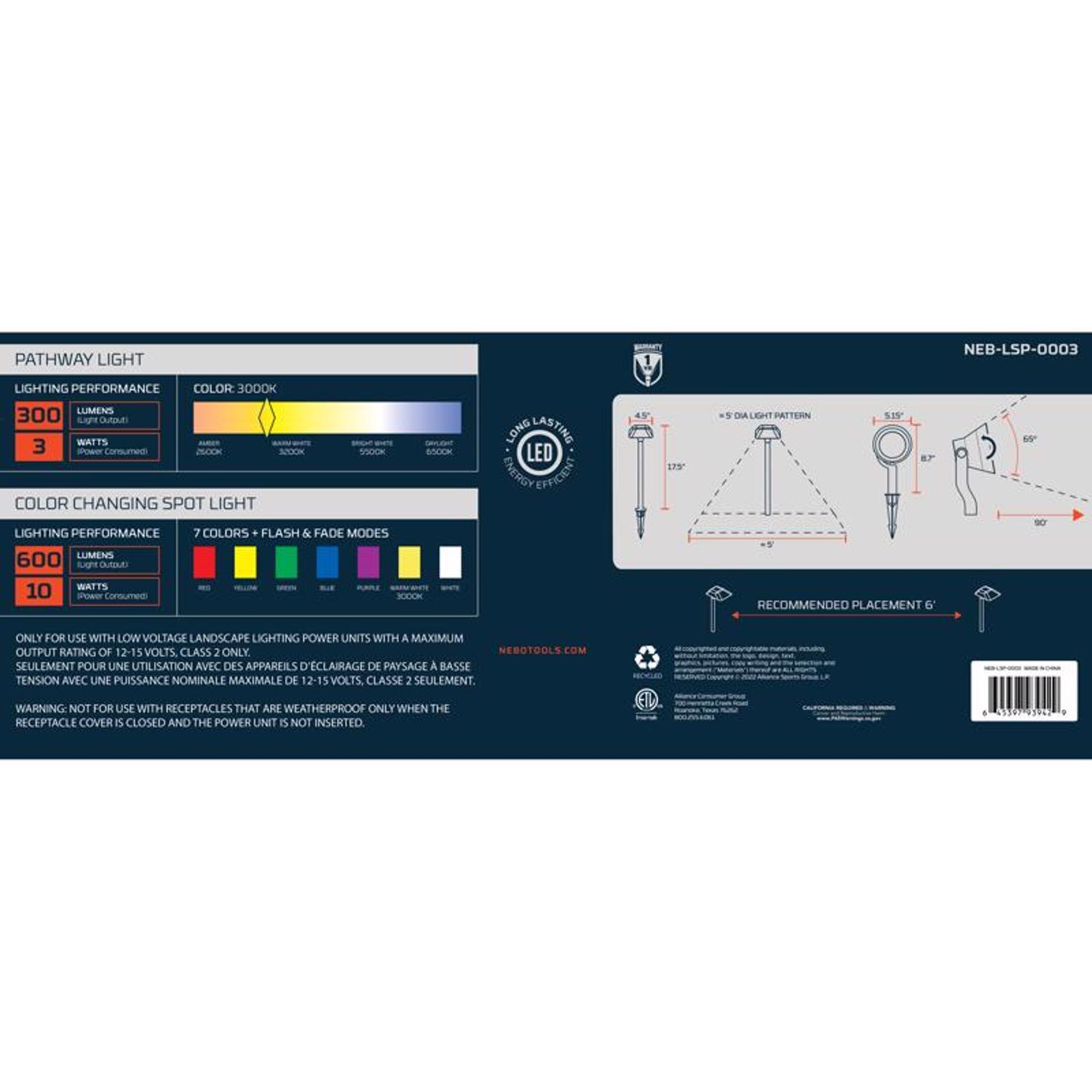 NEBO Low Voltage 120 W LED Pathway Light and Spot Light Kit 8 pk