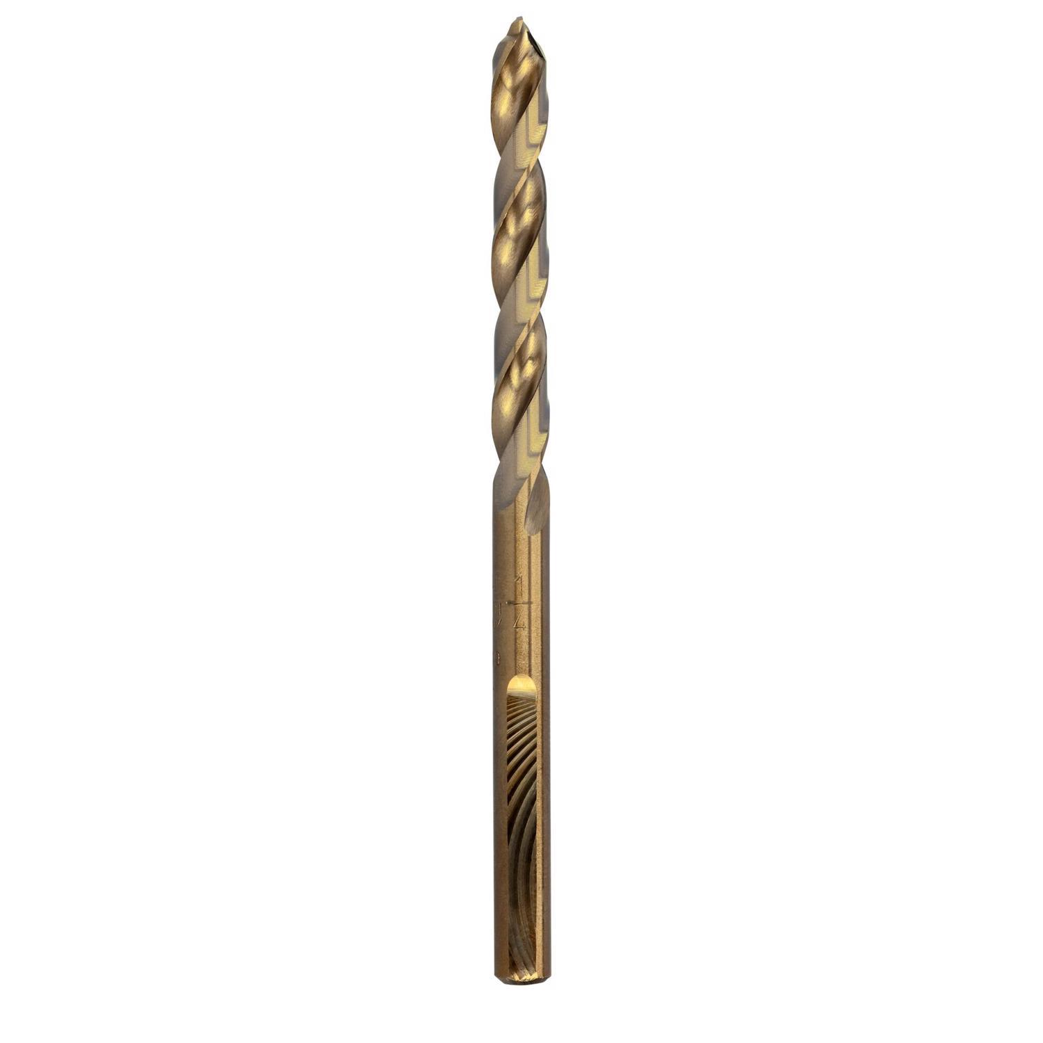 DEWALT ELITE SERIES 1/4 in. X 4 in. L Cobalt Steel Pilot Point Drill Bit Round Shank 1 pc