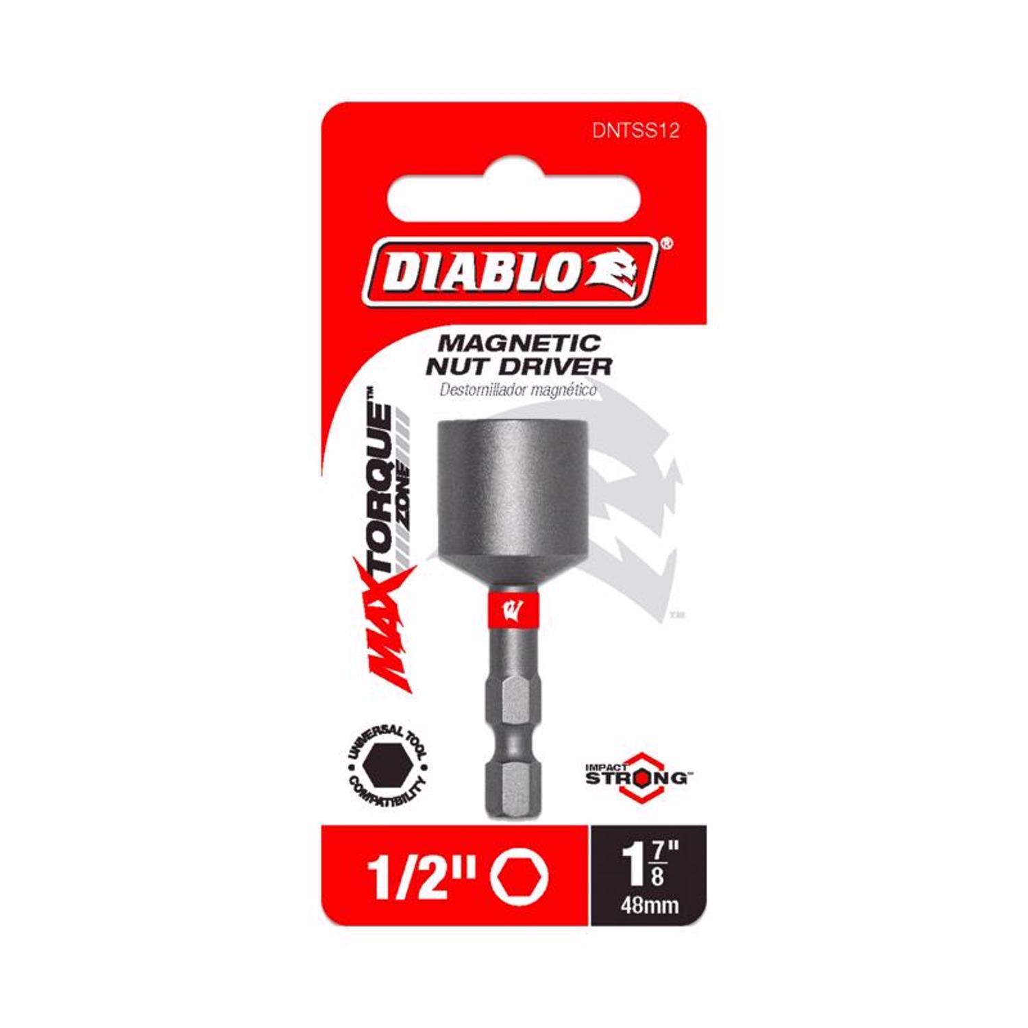 Diablo 1/2 in. X 1-7/8 in. L Black Oxide Magnetic Nut Setter 1 pc