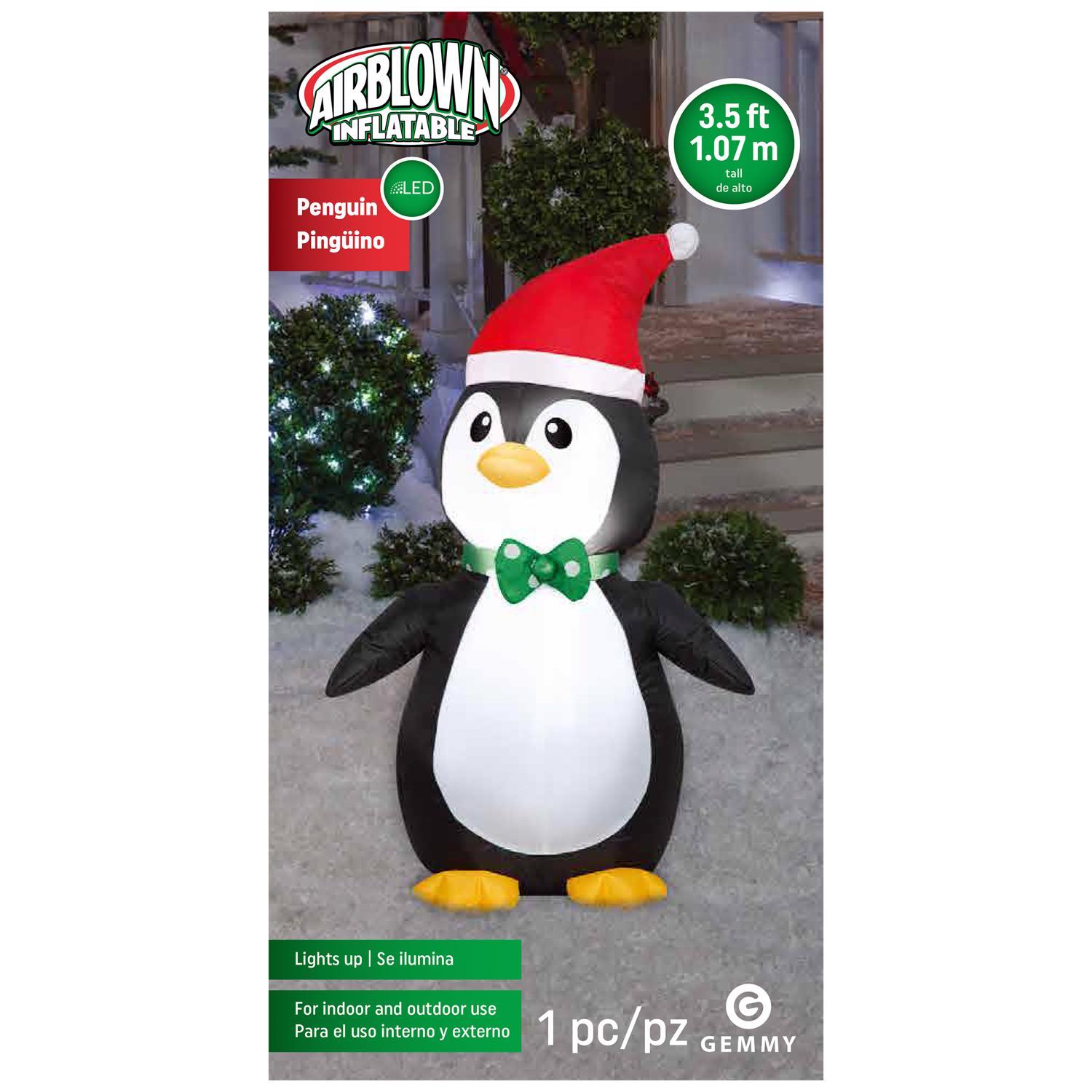 Gemmy Airblown Christmas Inflatable Penguin with Santa Hat 42 in. Inflatable