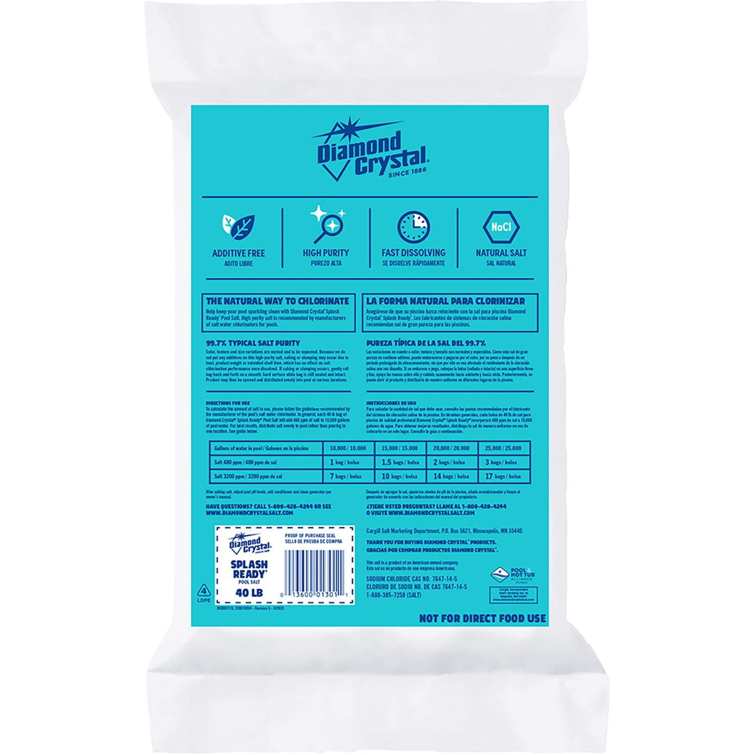 Diamond Crystal Splash Ready Granule Pool Salt 40 lb