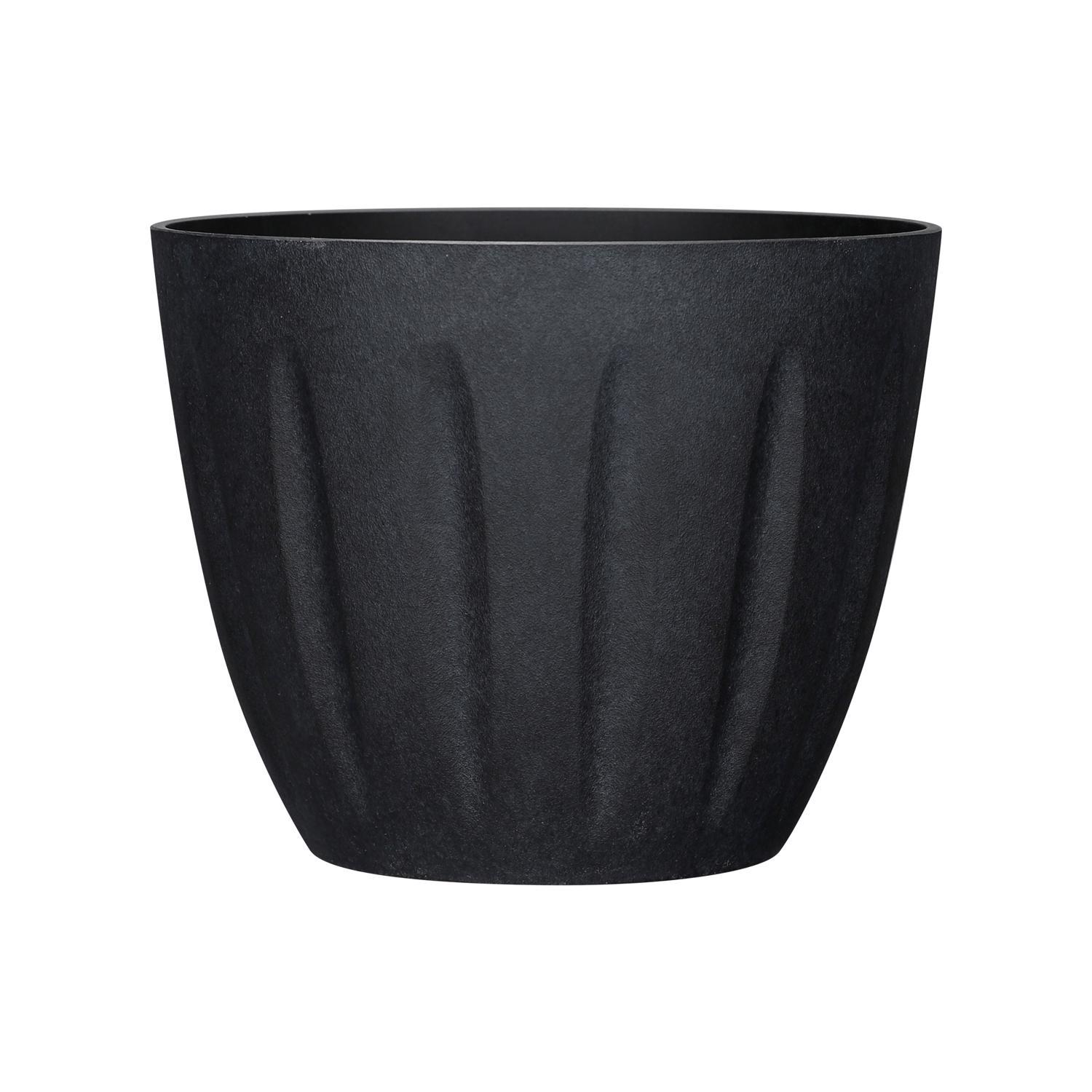L&G 9.6 in. H X 12 in. W X 12 in. D X 12 in. D Polyresin Spritzer Planter Black