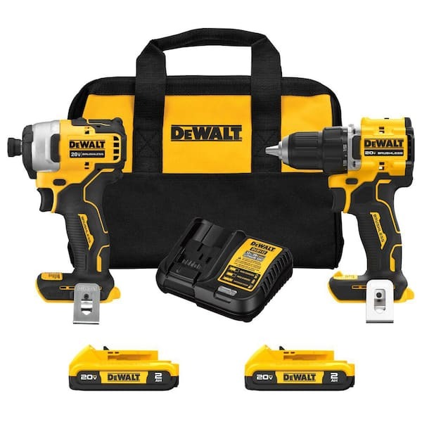 DeWalt ATOMIC 20V Lithium-Ion Cordless 2-Tool Combo Kit and 4.5 in. Angle Grinder with 5.0 Ah and 2.0 Ah Batteries and Charger
