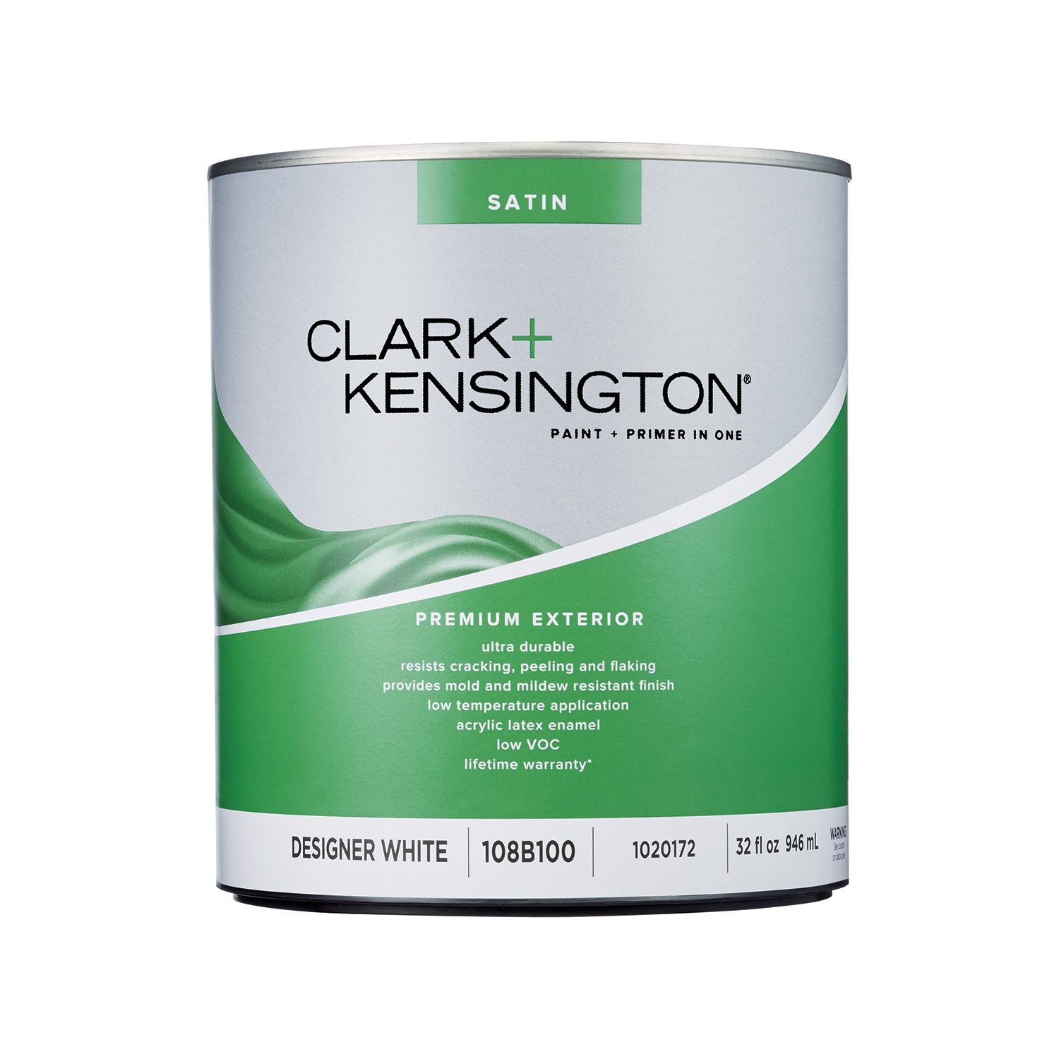 Clark+Kensington Satin Designer White House & Trim Paint & Primer Exterior 1 qt