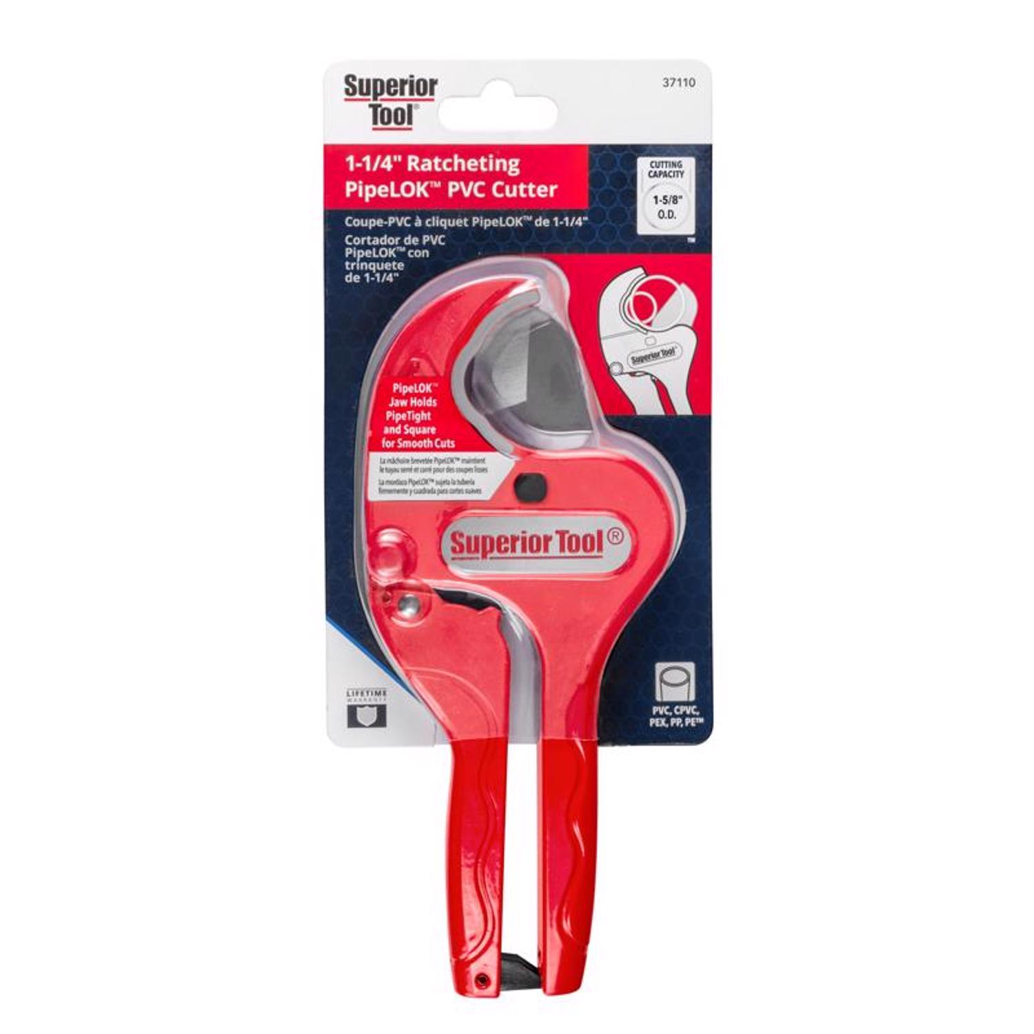 Superior Tool 1-5/8 in. Ratcheting Pipe Cutter Red 1 pc