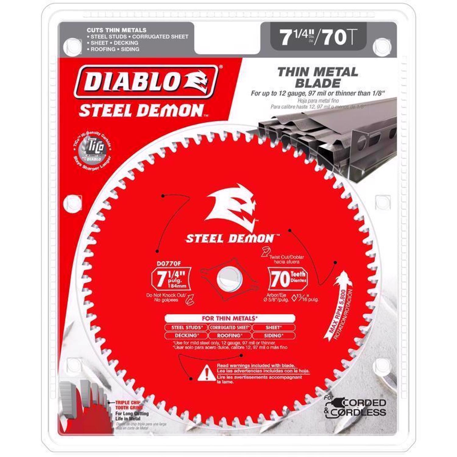 Diablo Steel Demon 7-1/4 in. D X 5/8 in. TiCo Hi-Density Carbide Circular Saw Blade 70 teeth 1 pk