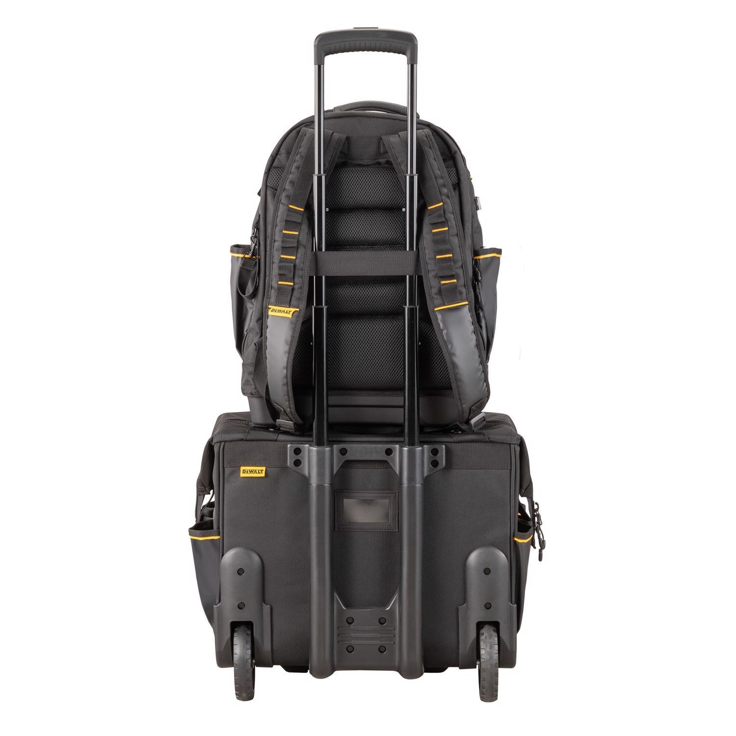 DEWALT 7.75 in. W X 18.75 in. H Polyester/Tarpaulin Pro Backpack Tool Bag 43 pocket Black/Yellow 1 p