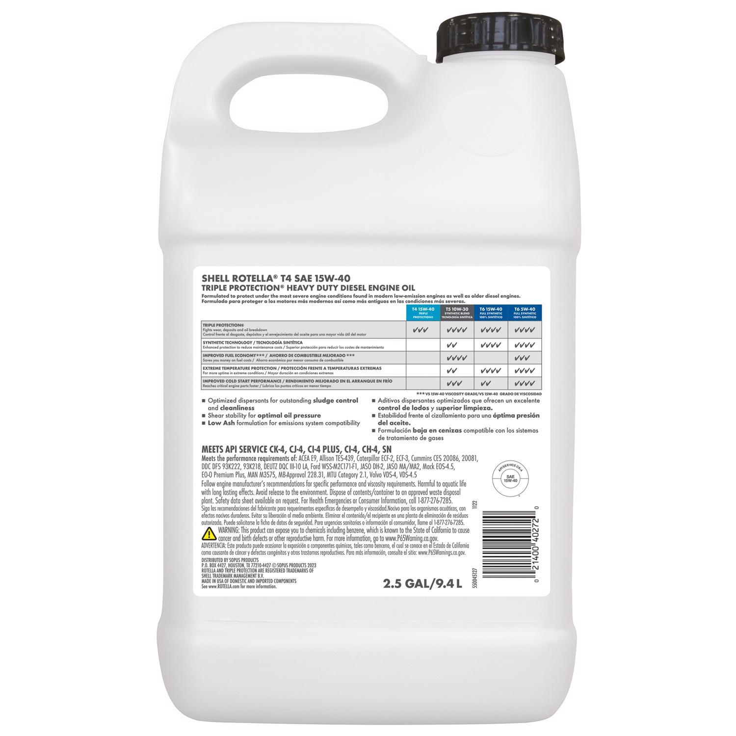 Shell Rotella 15W-40 Diesel Heavy Duty Engine Oil 2.5 gal 1 pk