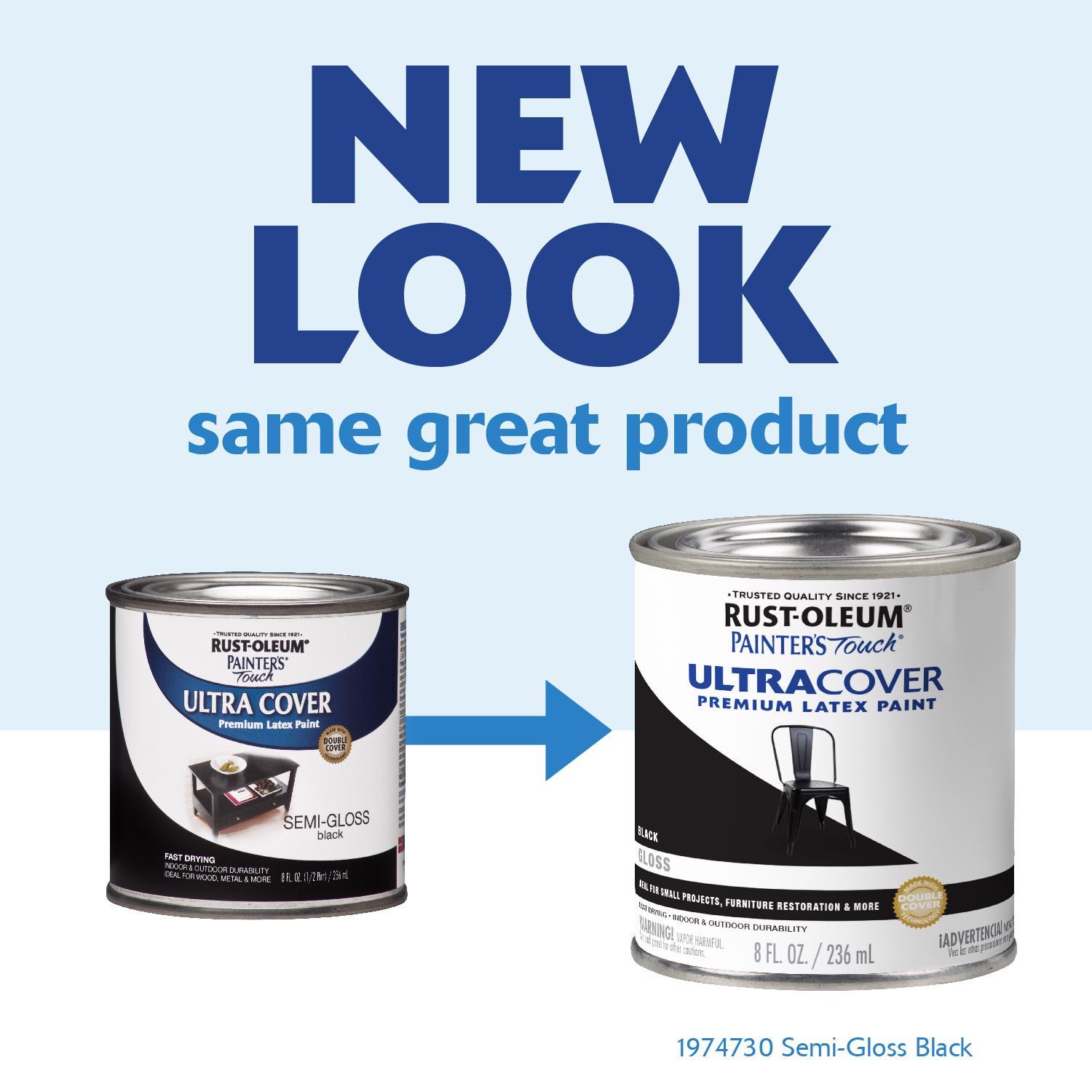 Rust-Oleum Painters Touch Semi-Gloss Black Water-Based Ultra Cover Paint Exterior and Interior 0.5 p