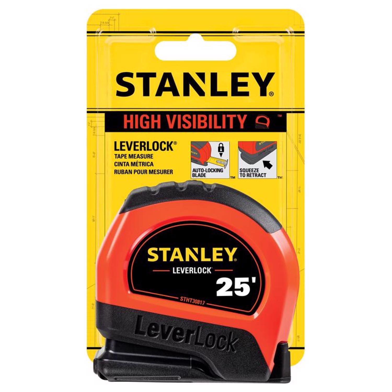 Stanley LeverLock 25 ft. L X 1 in. W Tape Measure 1 pk
