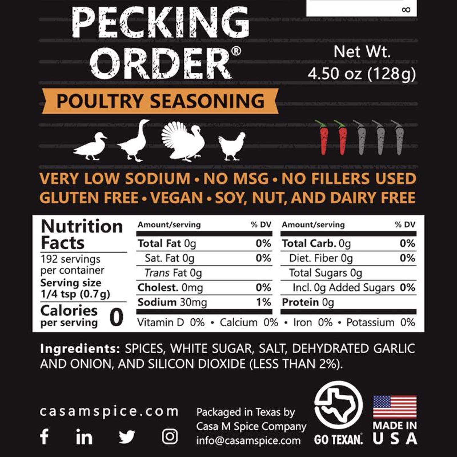 Casa M Spice Co Pecking Order Poultry Seasoning 4.5 oz