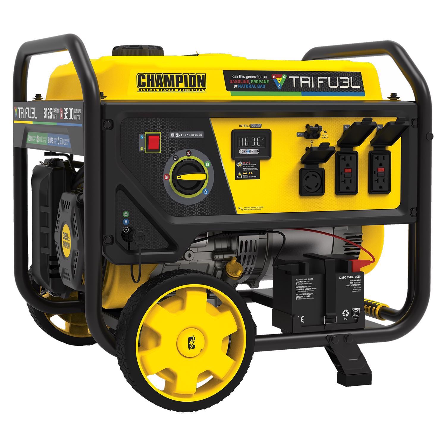Champion Tri Fuel 6500 W Gas/NG/LP Portable Generator