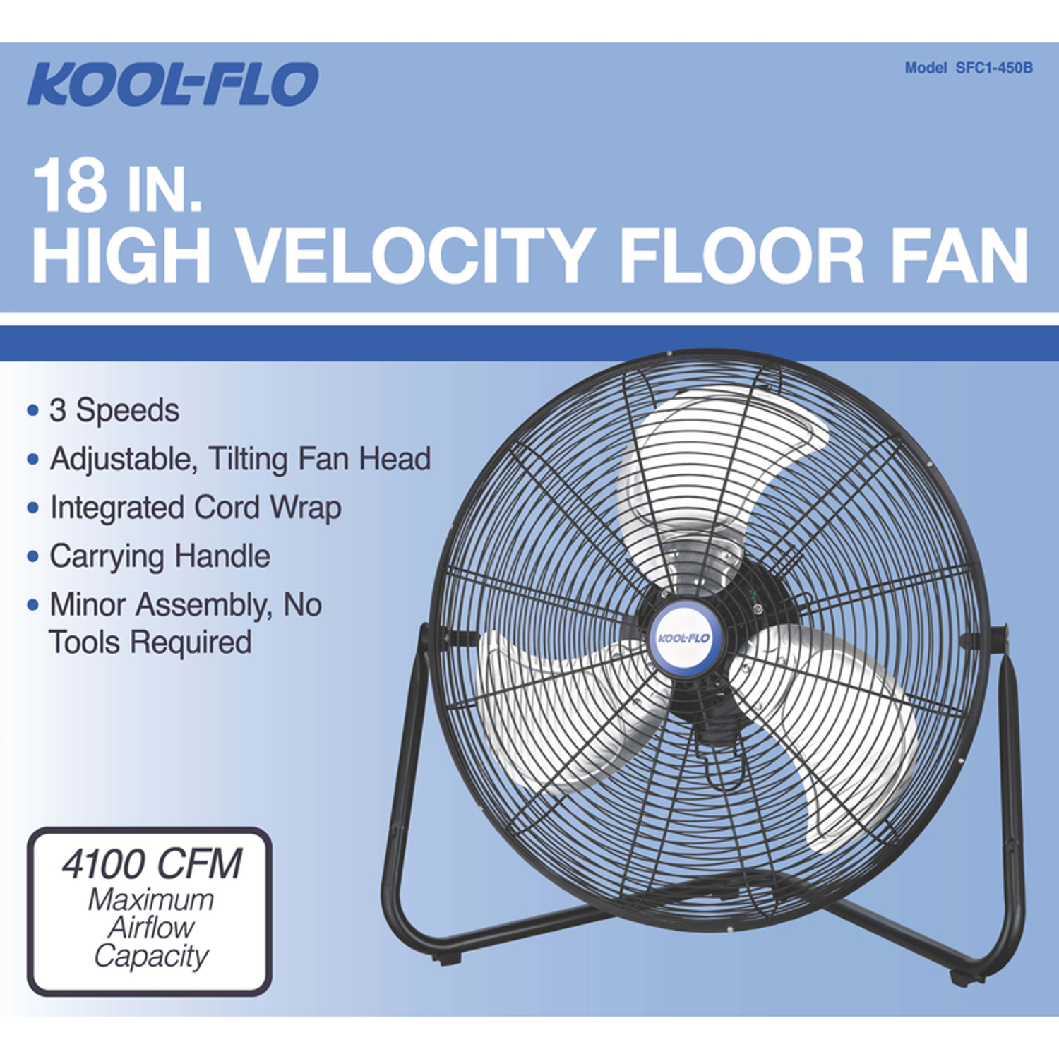 KOOL-FLO 22.2 in. H X 18 in. D 3 speed High Velocity Fan