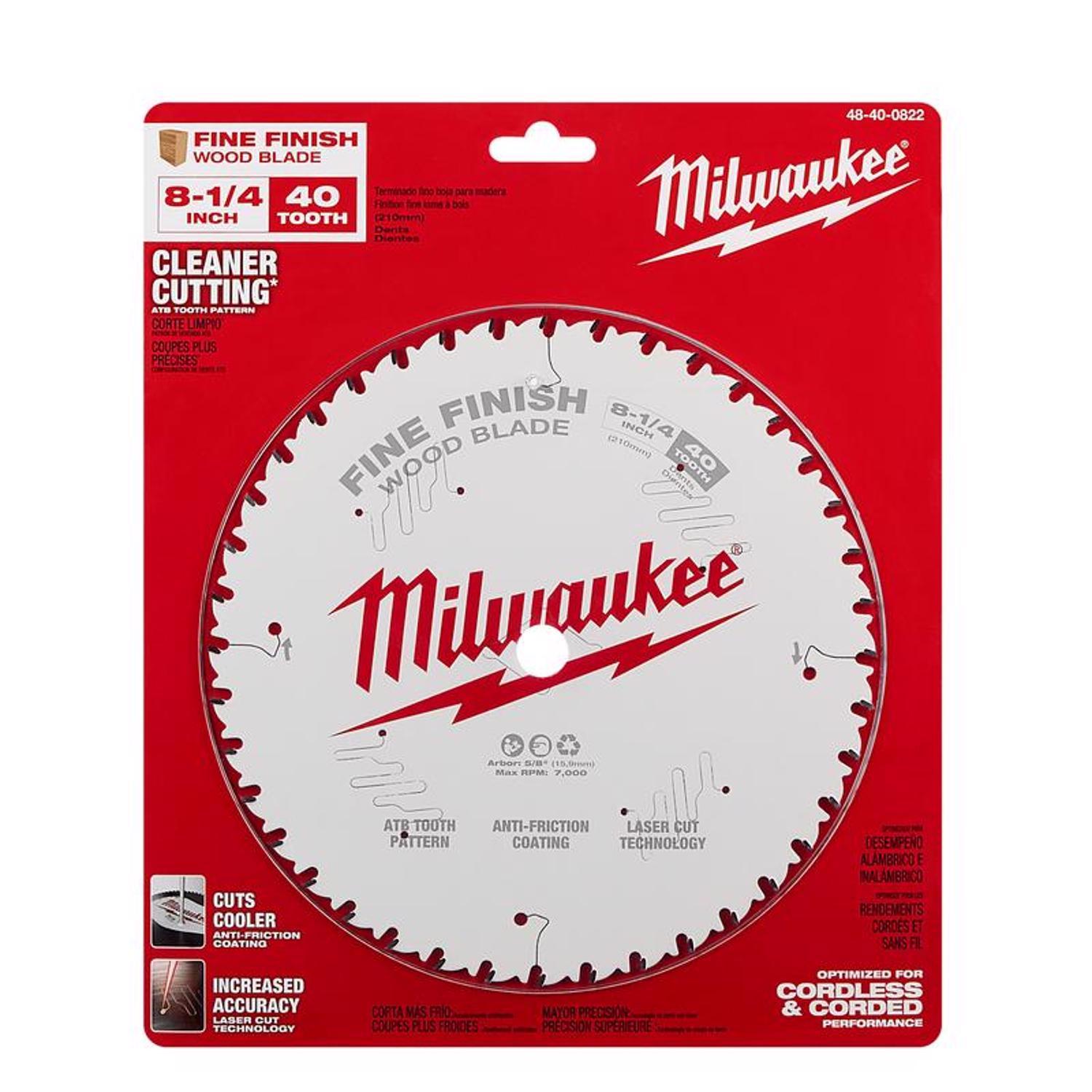 Milwaukee 8-1/4 in. D X 5/8 in. Fine Finish Tungsten Carbide Saw Blade 40 teeth 1 pk