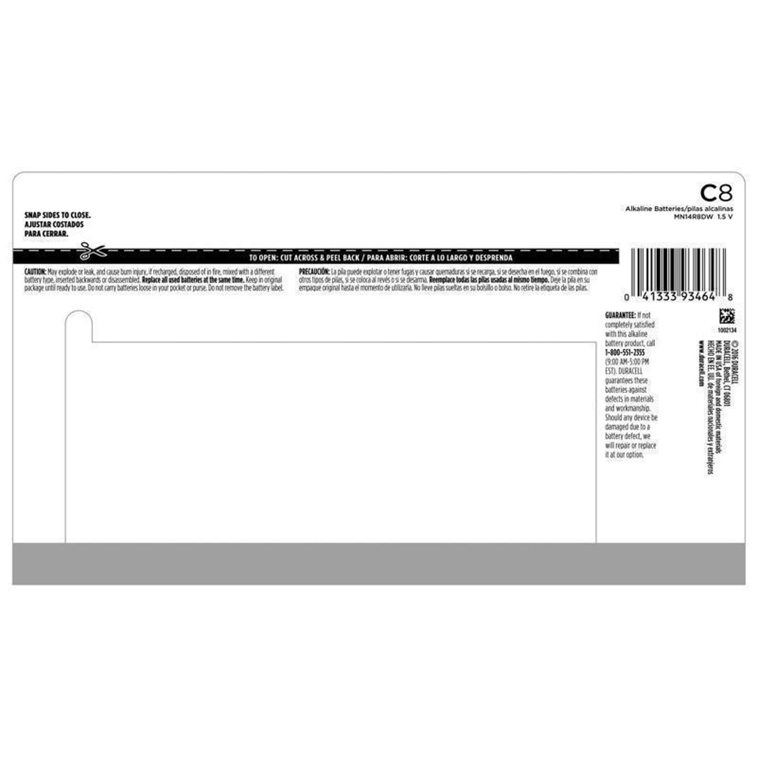 Duracell Coppertop C Alkaline Batteries 8 pk Carded