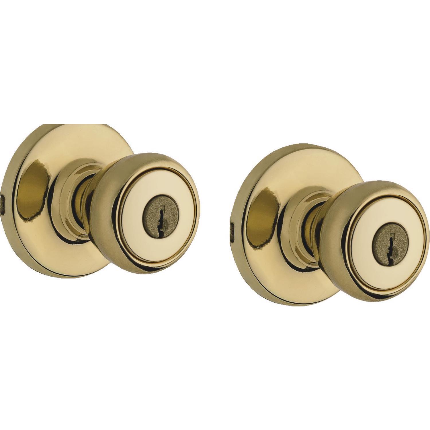 Kwikset Tylo Polished Brass Entry Knobs 1-3/4 in.