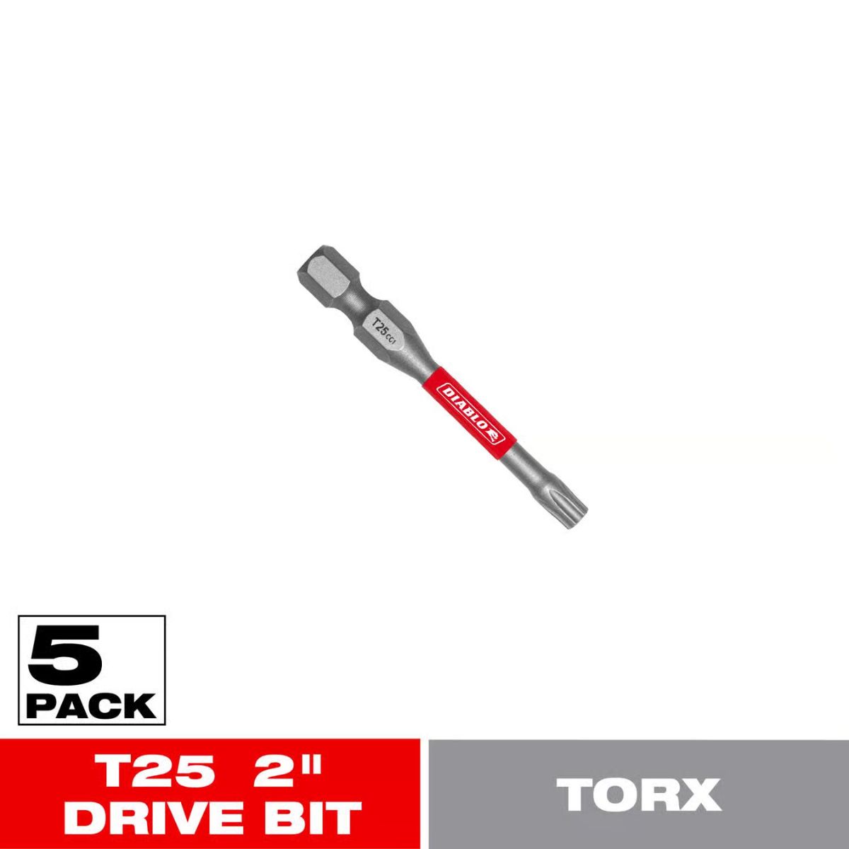 Diablo Torx #25 x 2 in. L Driver Bit Black Oxide 5 Pieces