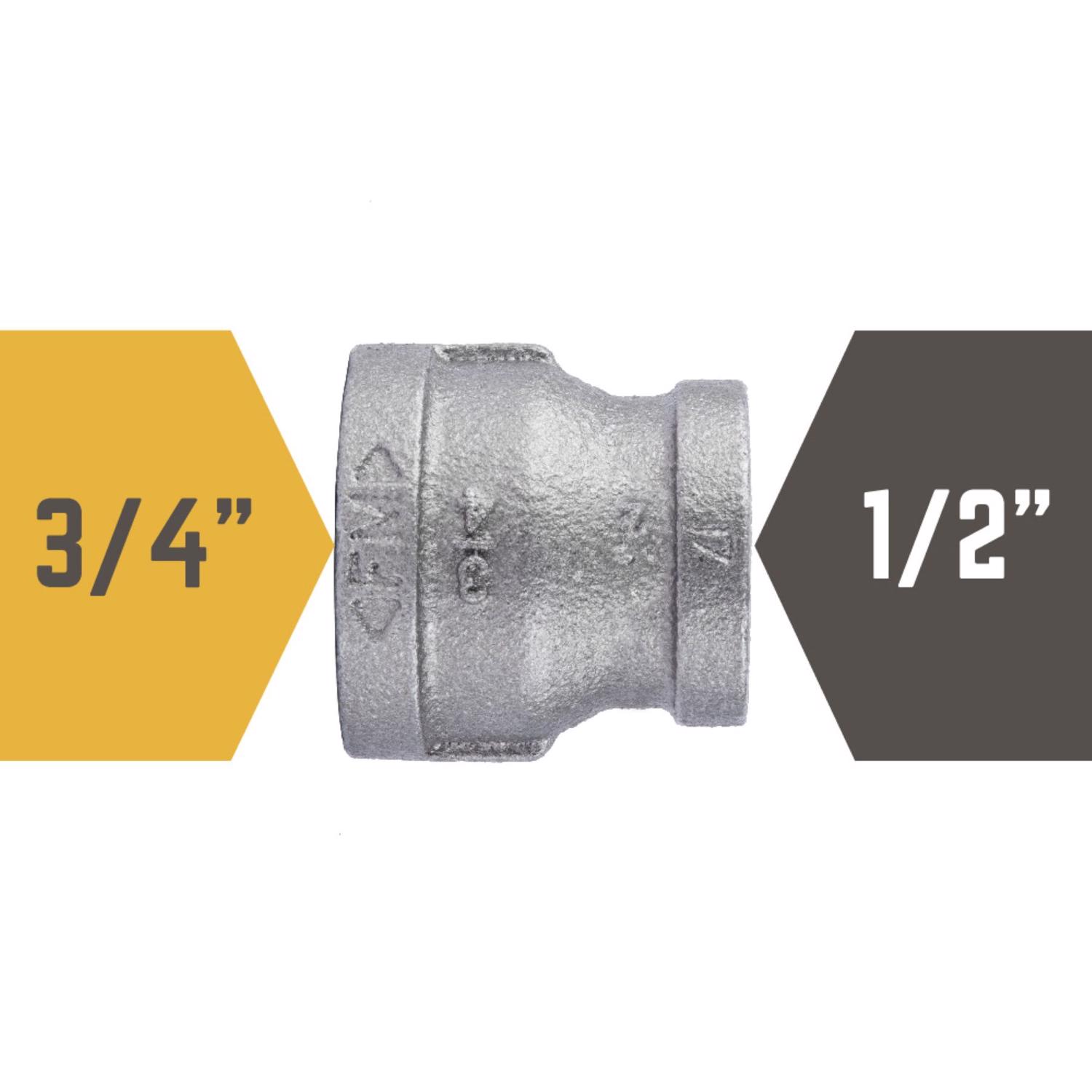 STZ Industries 3/4 in. FIP each X 1/2 in. D FIP Black Malleable Iron Coupling