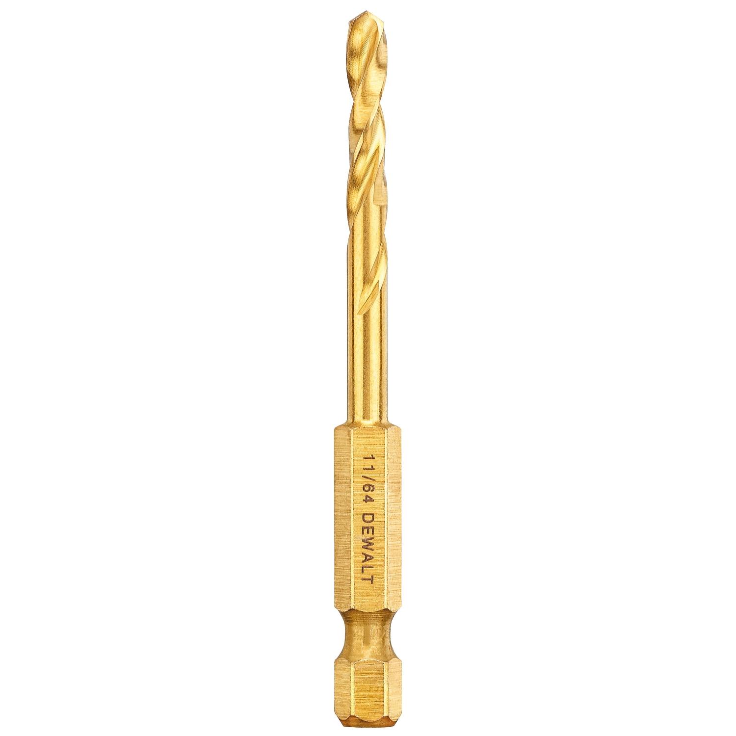 DEWALT Impact Ready 11/64 in. X 2-29/32 in. L High Speed Steel Drill Bit Quick-Change Hex Shank 1 pc