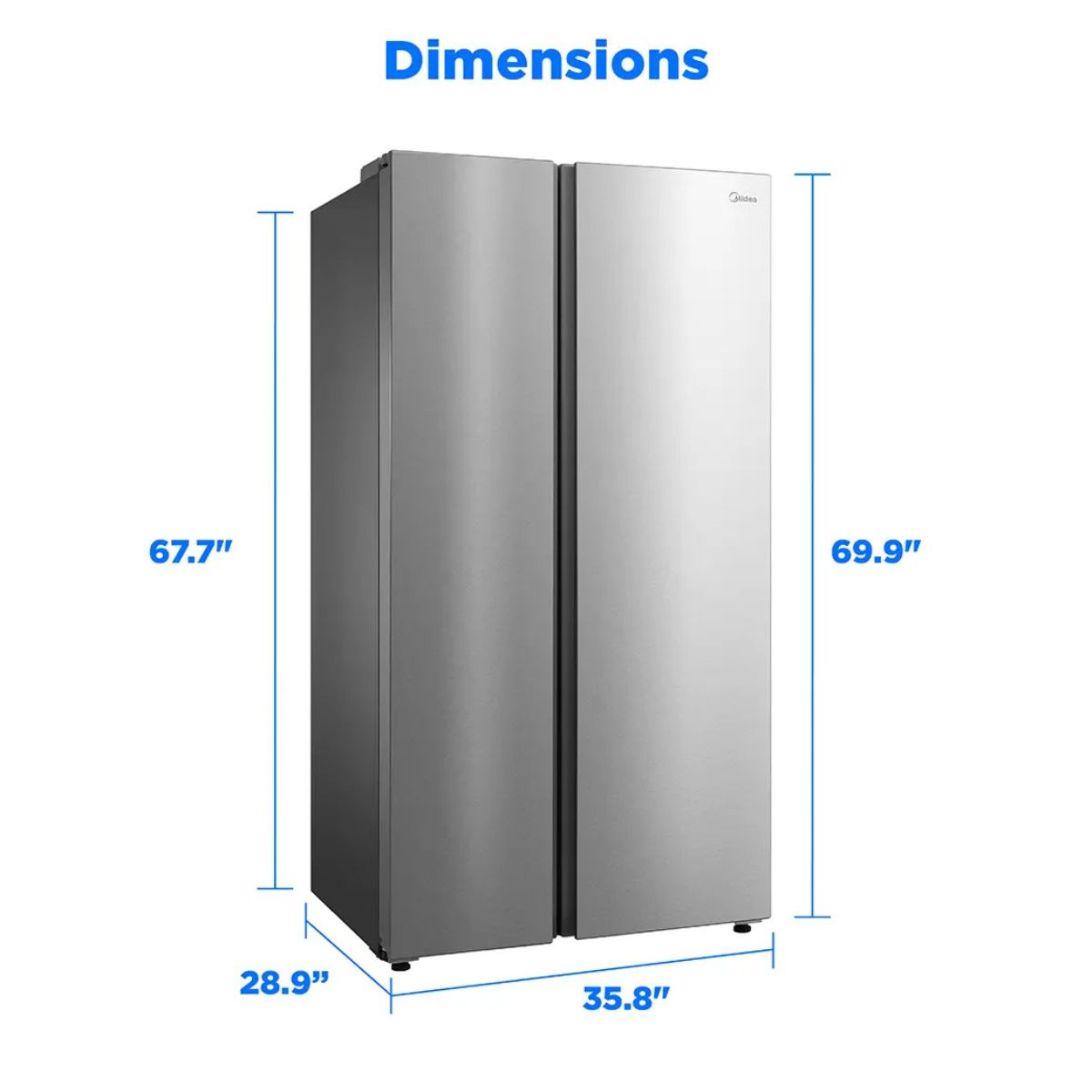 Midea 24.5 cu. ft. Counter-Depth Side-by-Side Refrigerator with AutoFill Water Pitcher