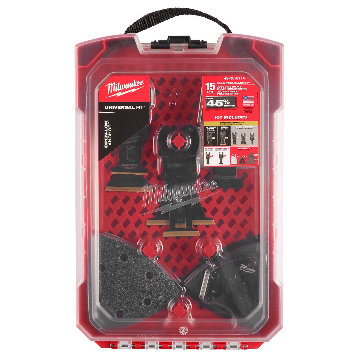 Milwaukee Open-Lok 15 pc X 3.5 in. W Titanium Oscillating Blade Set 15 pc