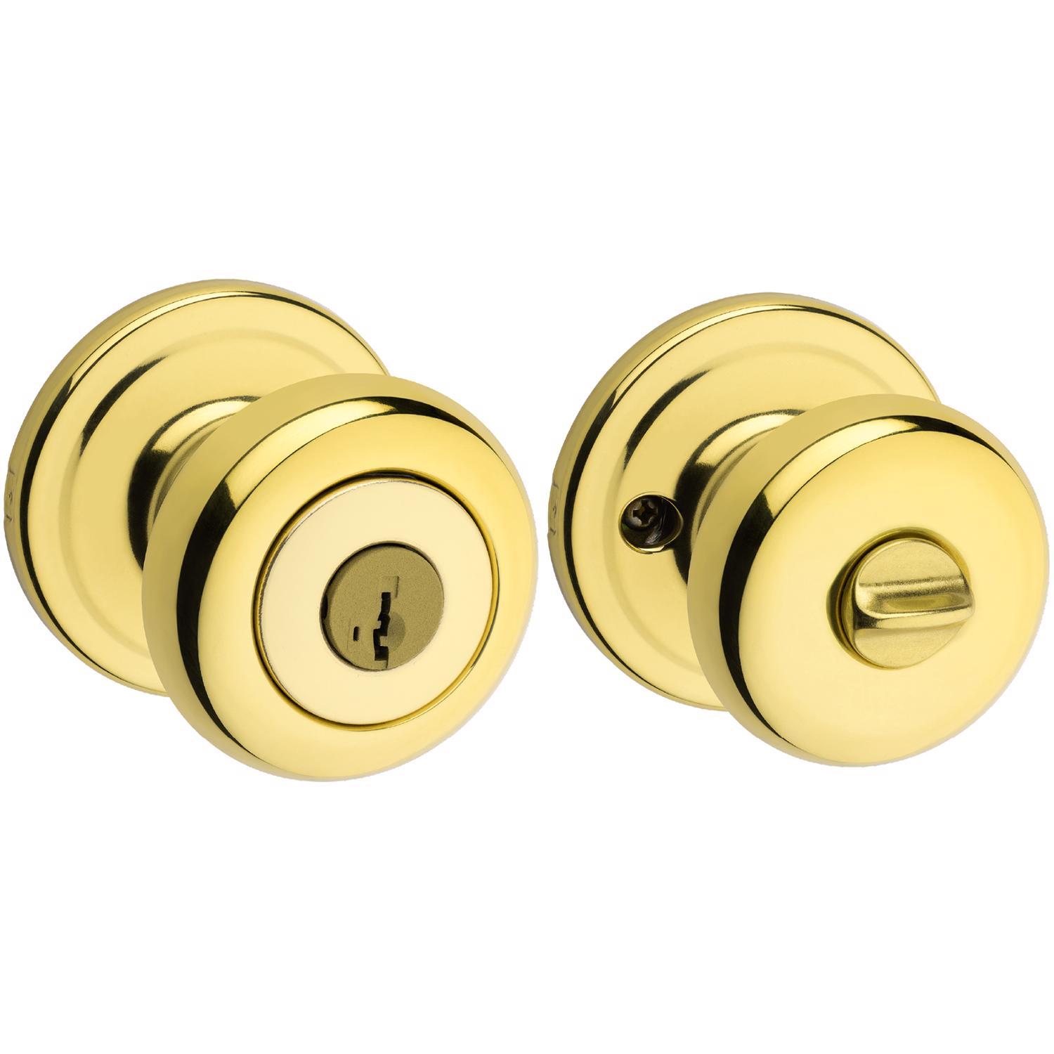 Kwikset SmartKey Juno Polished Brass Entry Door Knob KW1 1-3/4 in.