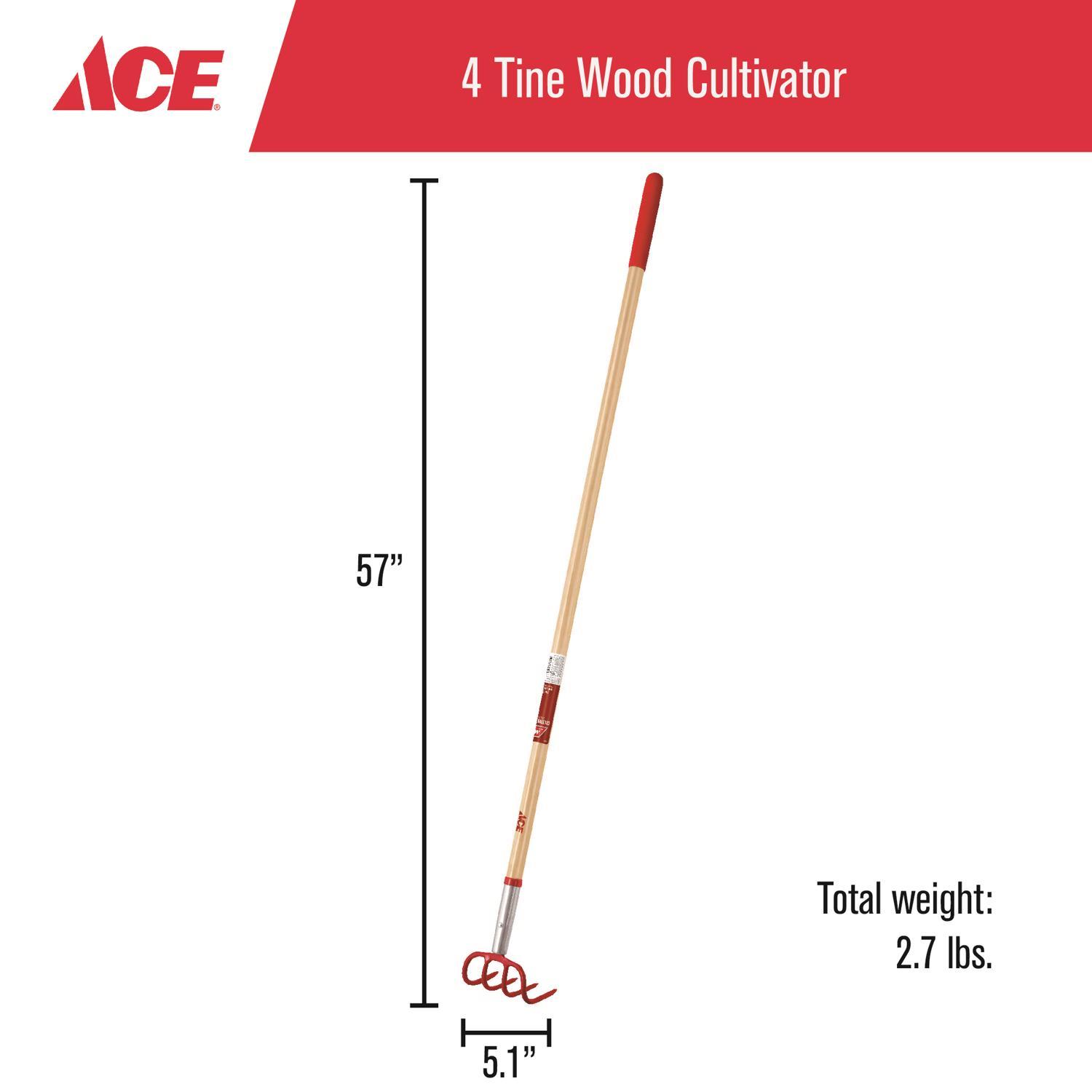 Ace 4 Tine Steel Cultivator 54 in. Wood Handle