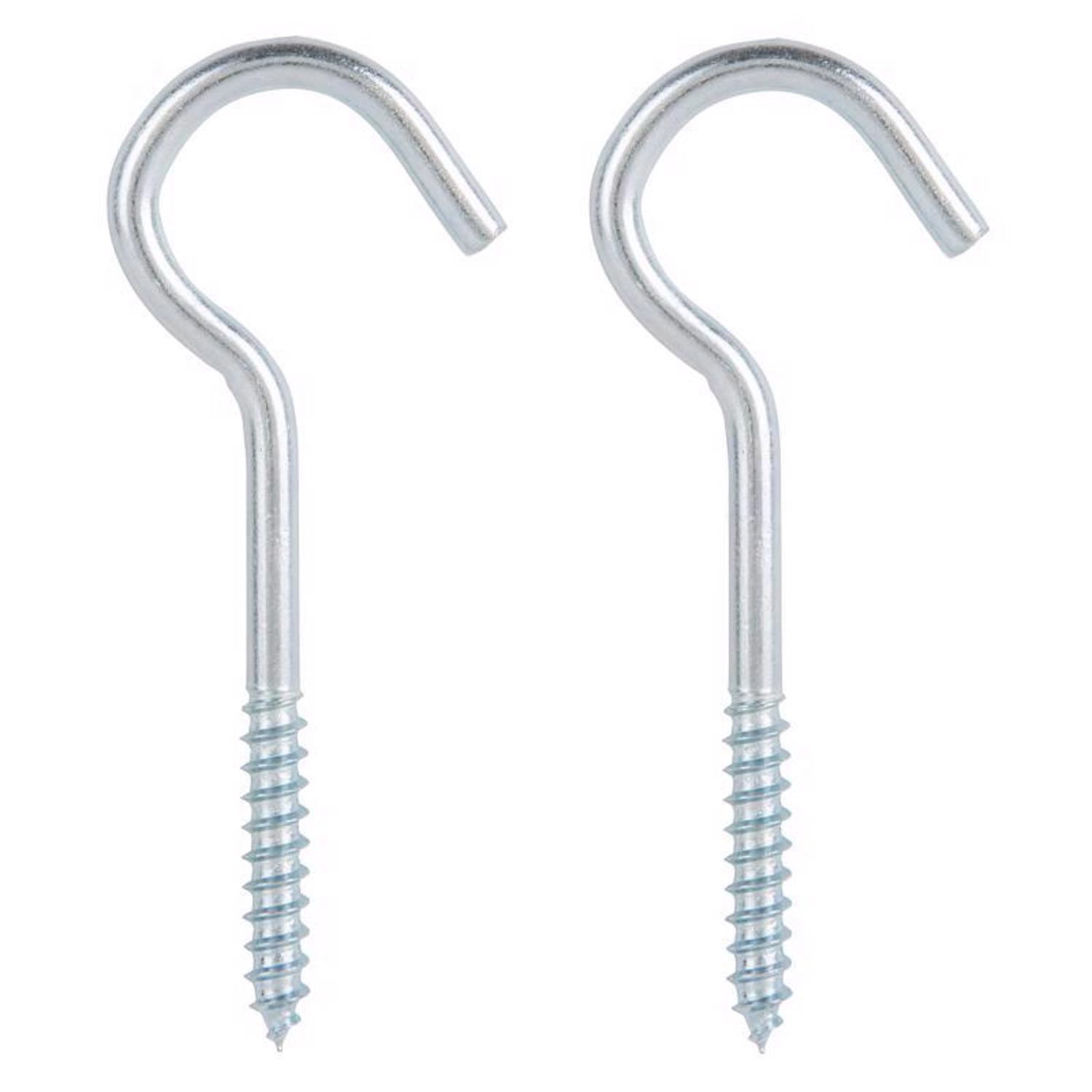 Ace Small Zinc-Plated Steel 3.375 in. L Ceiling Hook 50 lb 2 pk