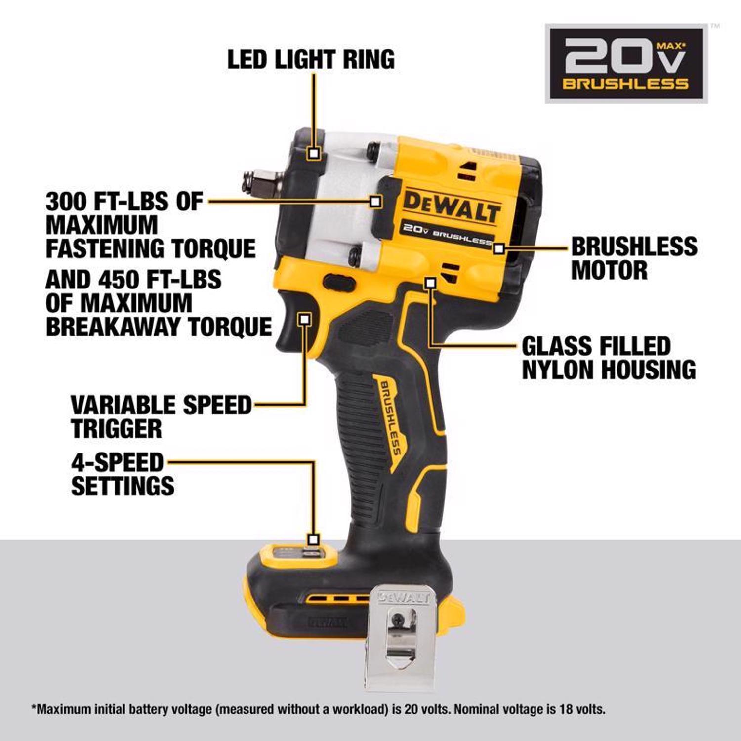 DeWalt 20V MAX ATOMIC 3/8 in. Cordless Brushless Compact Impact Wrench Tool Only
